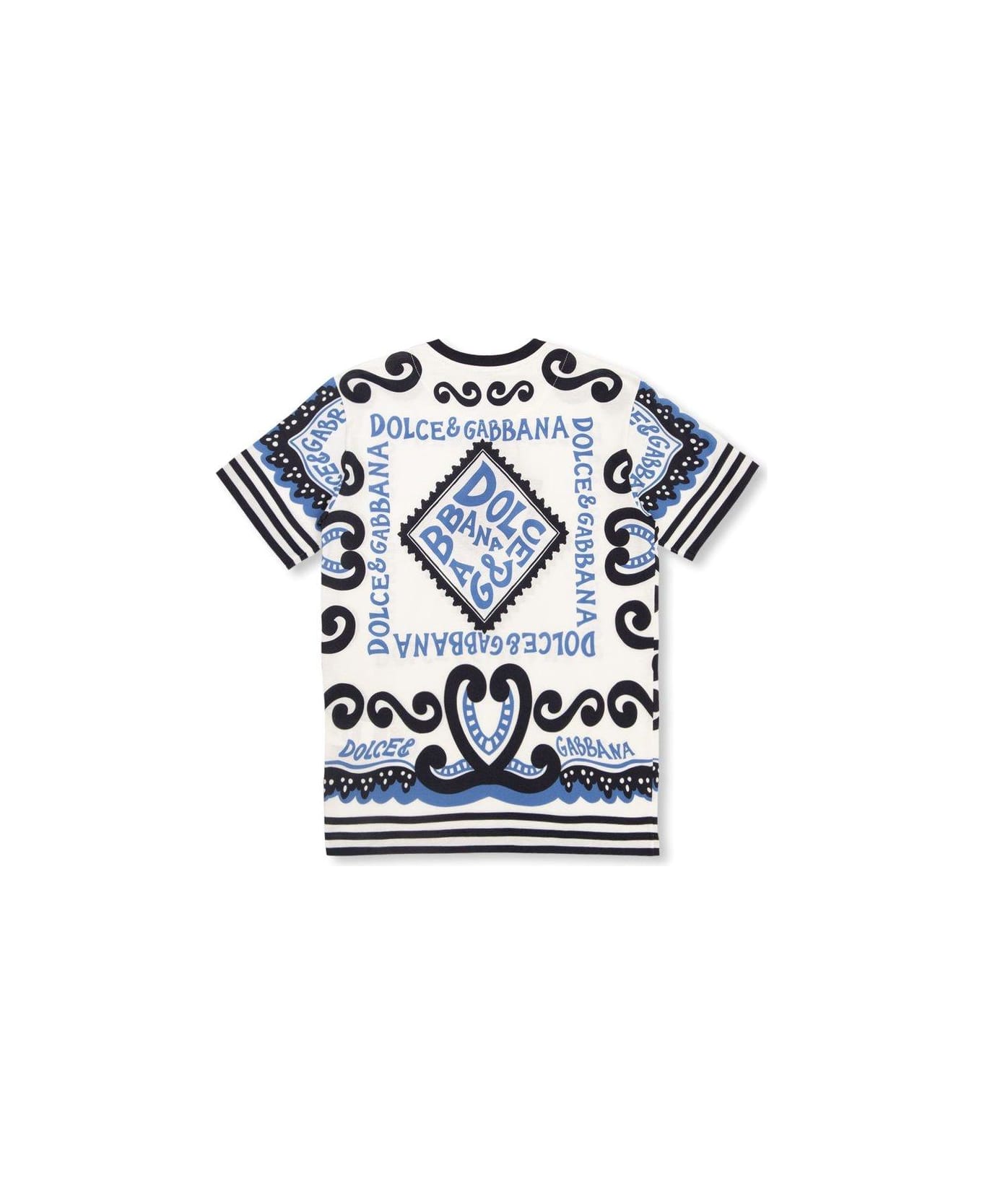 Dolce & Gabbana Marina-printed Crewneck T-shirt - Xr Marina Azzurro