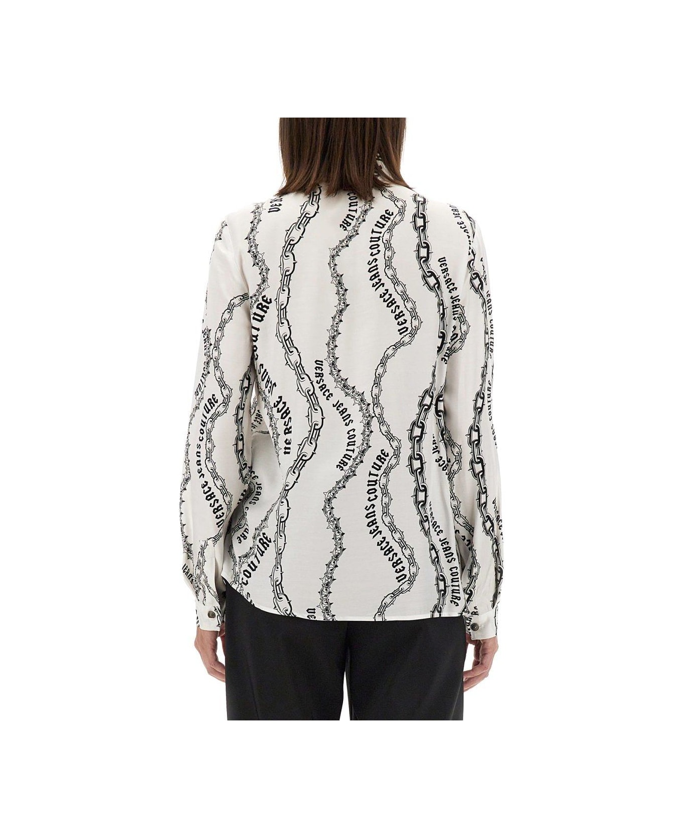 Versace Jeans Couture Chain Couture-print Long-sleeved Shirt - WHITE
