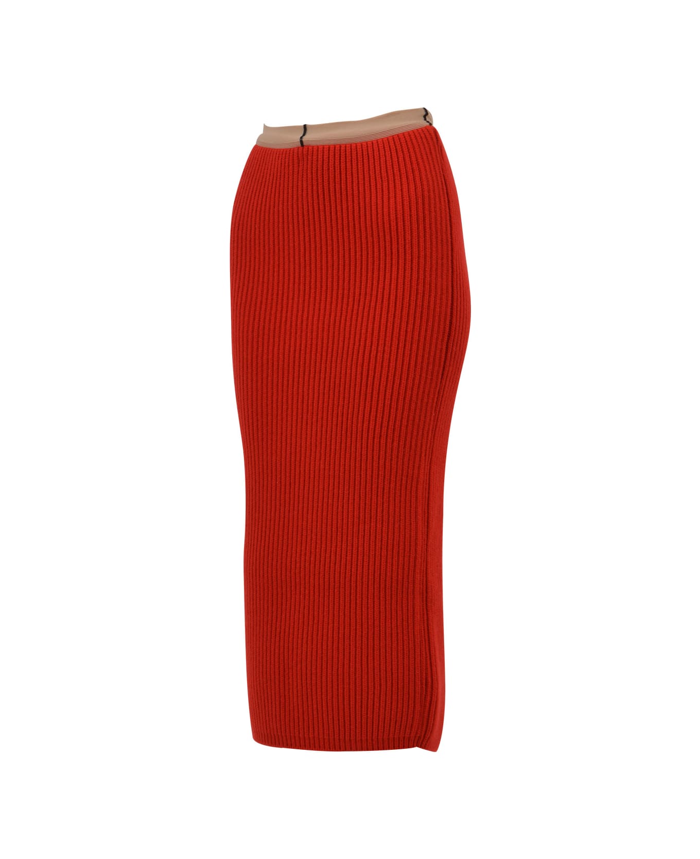 Calvin Klein Rib-knit Midi Skirt - RED