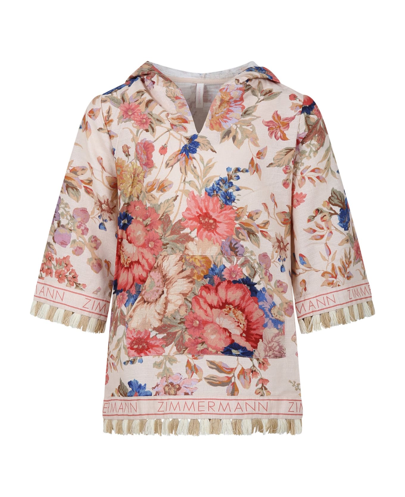 Zimmermann Ivory Cover-up For Girl With Floral Print - Ivory