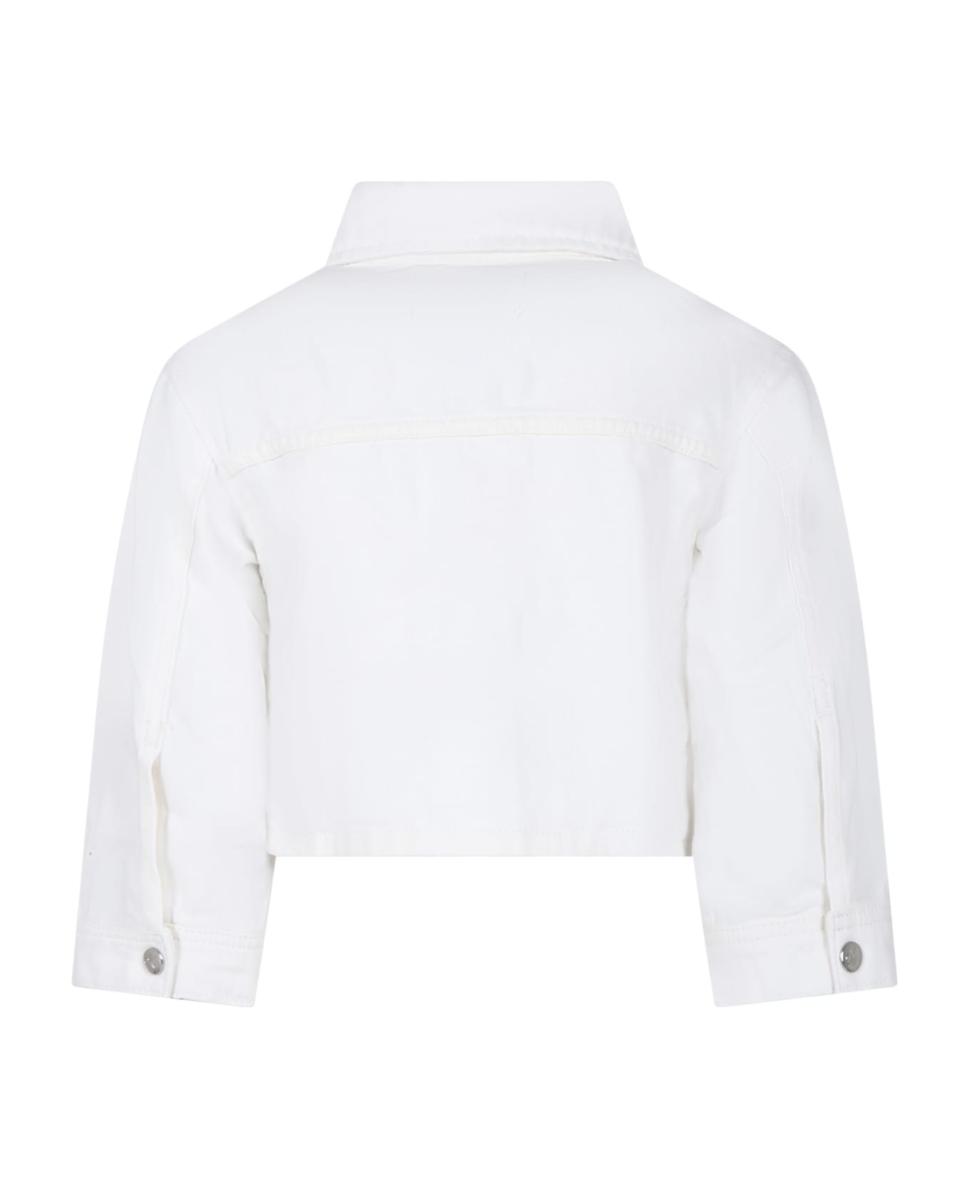 Calvin Klein White Jacket For Girl With Logo - White