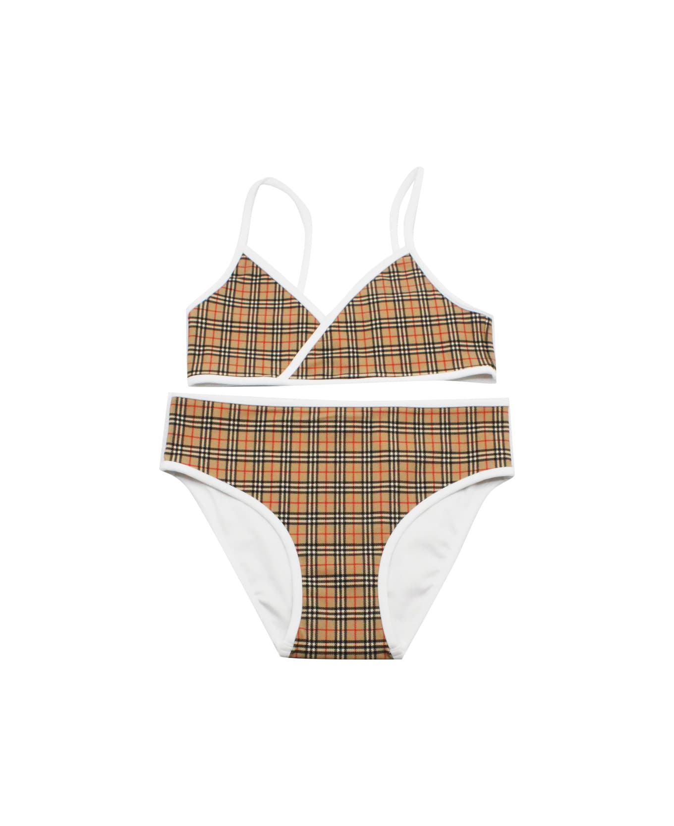 Burberry Cotton Bikini Swimsuit - Check Beige