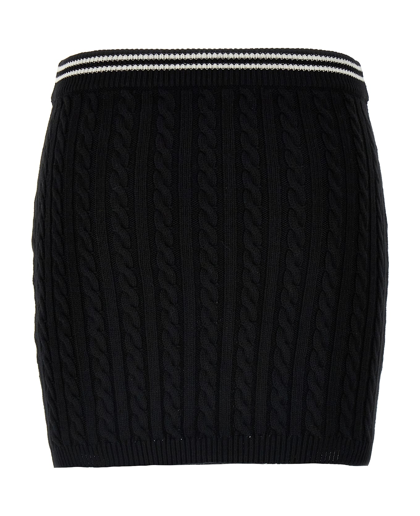 Alessandra Rich Black Cotton Mini Skirt - BLACK