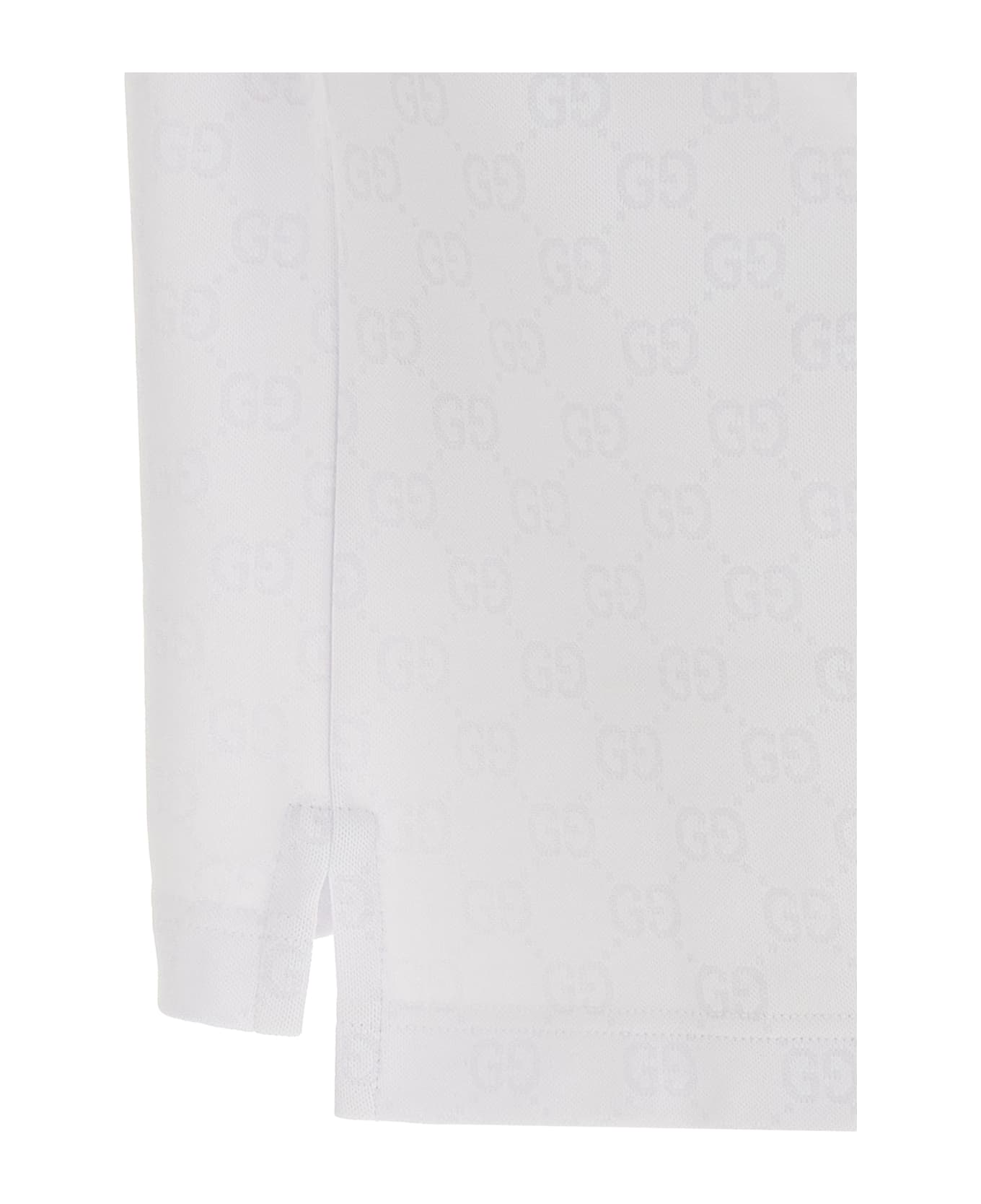 Gucci Gg Jacquard Polo Shirt - White