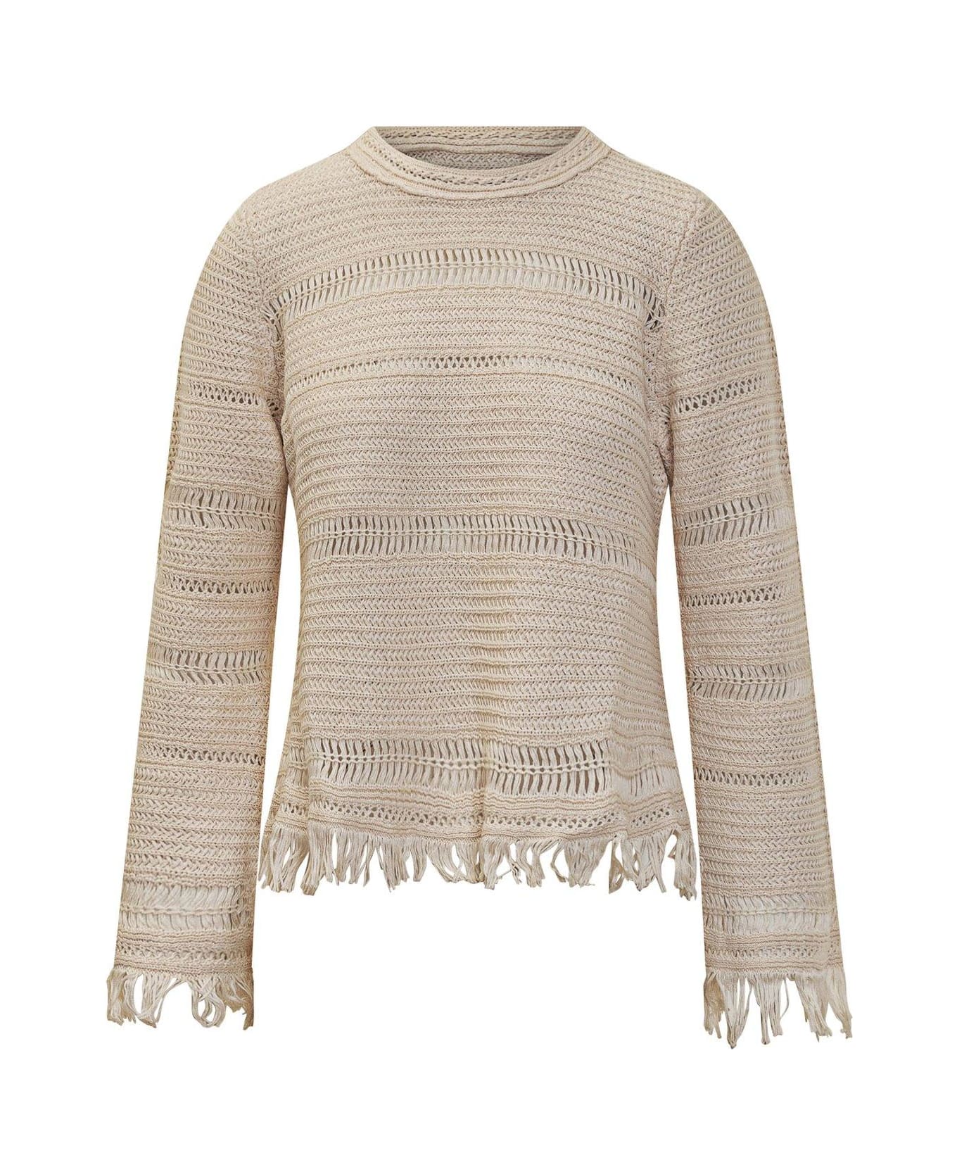 Marant Étoile Crewneck Fringed Jumper - WHITE