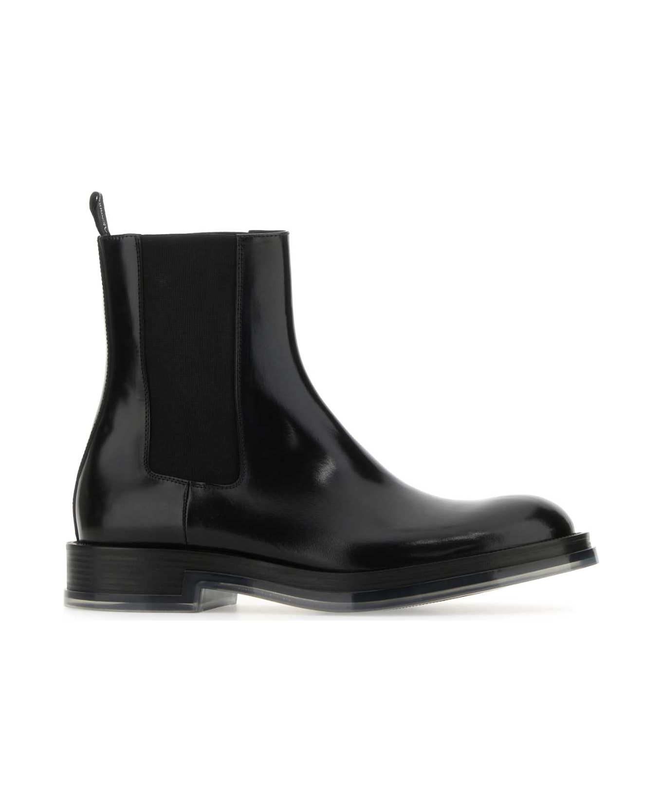 Alexander McQueen Black Leather Float Ankle Boots - BLACKSILVERTRANSPA