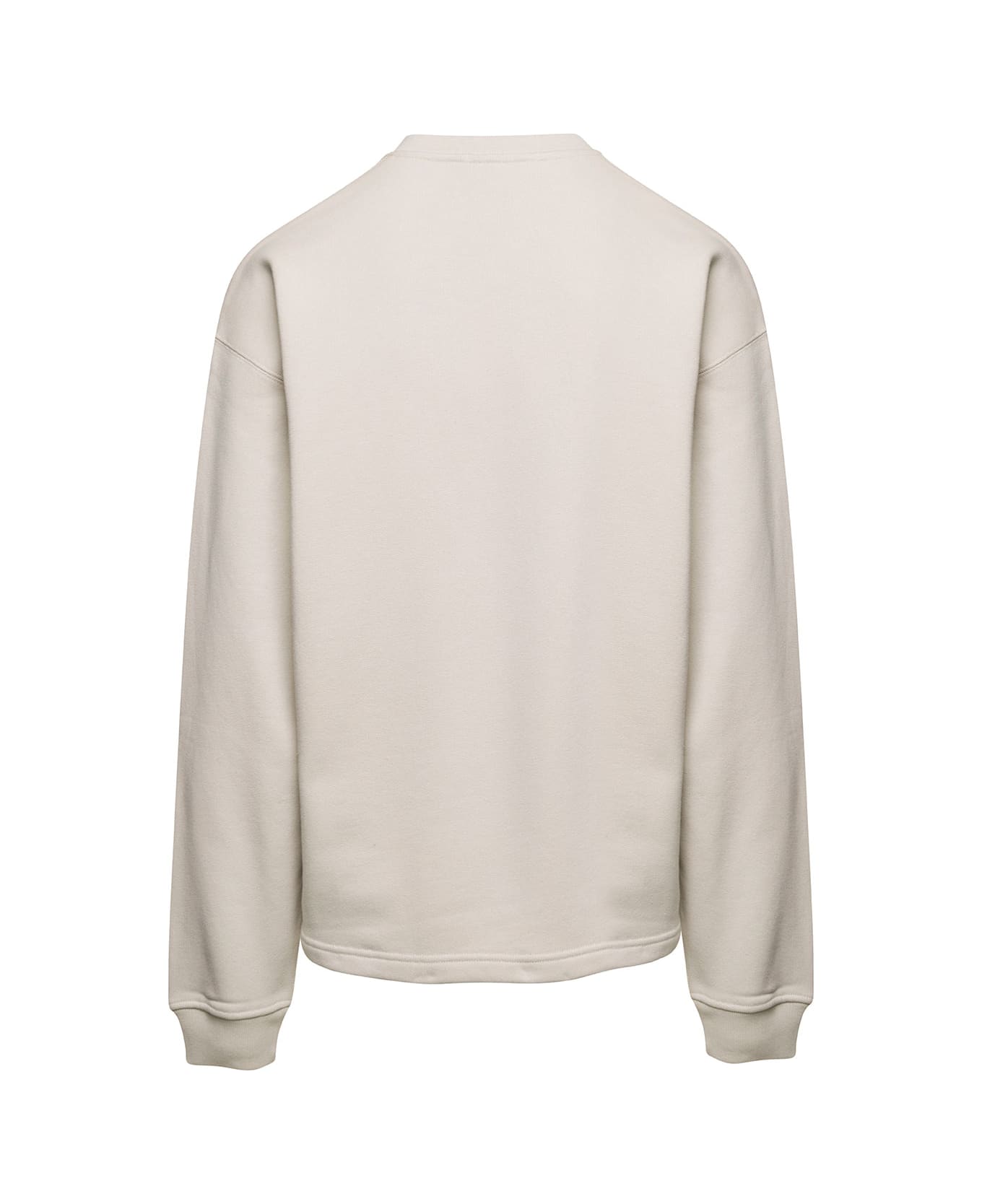 Stone Island Crewneck Sweatshirt With Contrasting Logo Print In Cotton Man - White