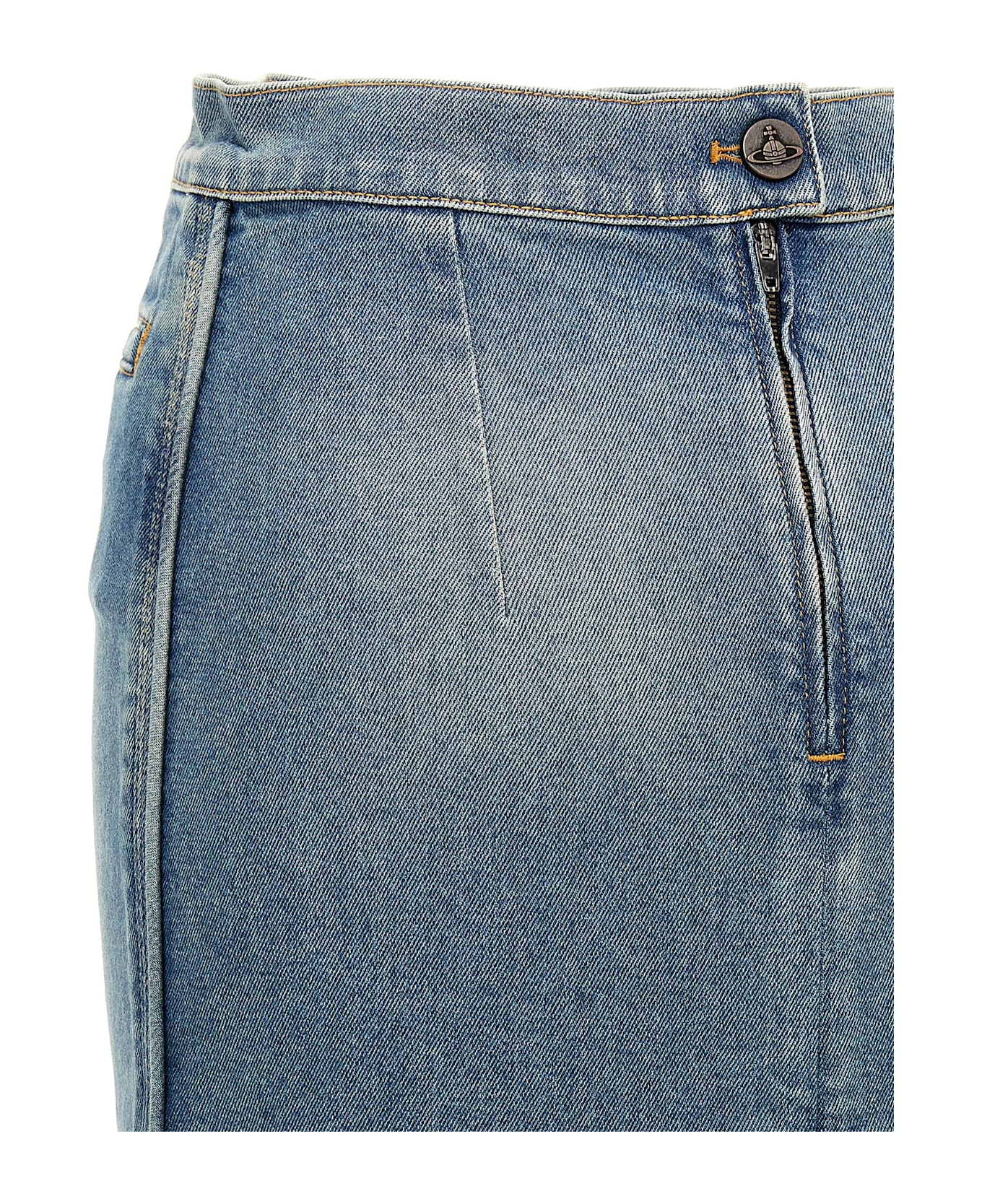 Vivienne Westwood Logo Embroidery Denim Skirt - DENIM