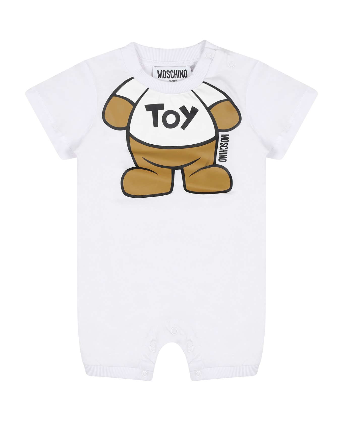 Moschino White Romper For Baby Kids With Teddy Bear - White