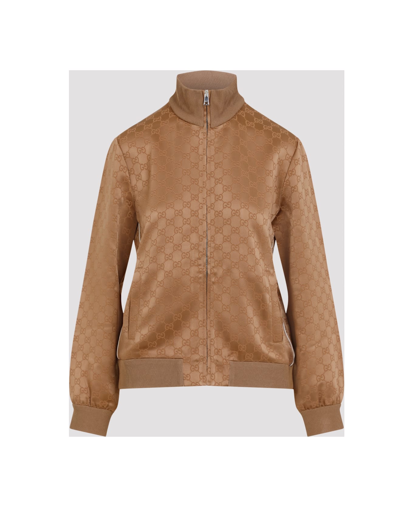 Gucci Long Sleeves Hoodie Zipped Jacket - Vintage Camel