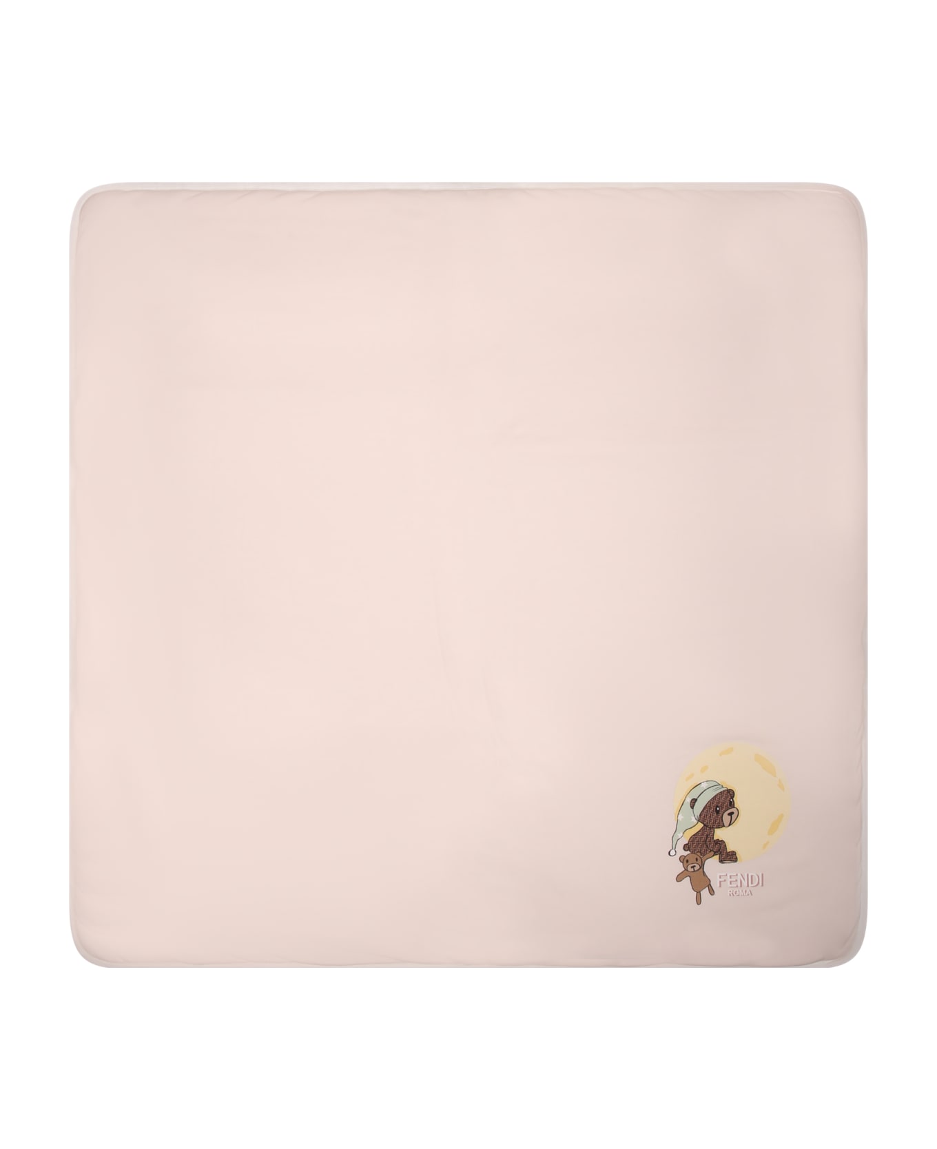 Fendi Pink Blanket For Baby Girl With Teddy Bear - Pink