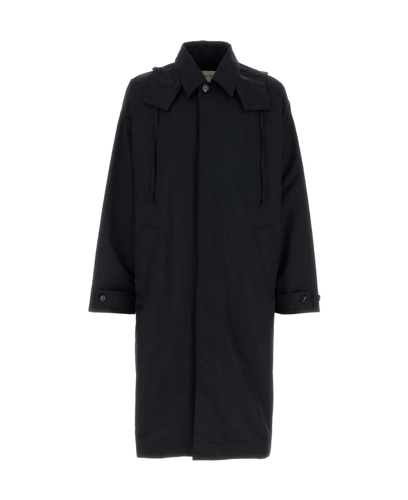 Bottega Veneta Navy Blue Nylon Blend Trench Coat - MIDNIGHTBLUEBLACK