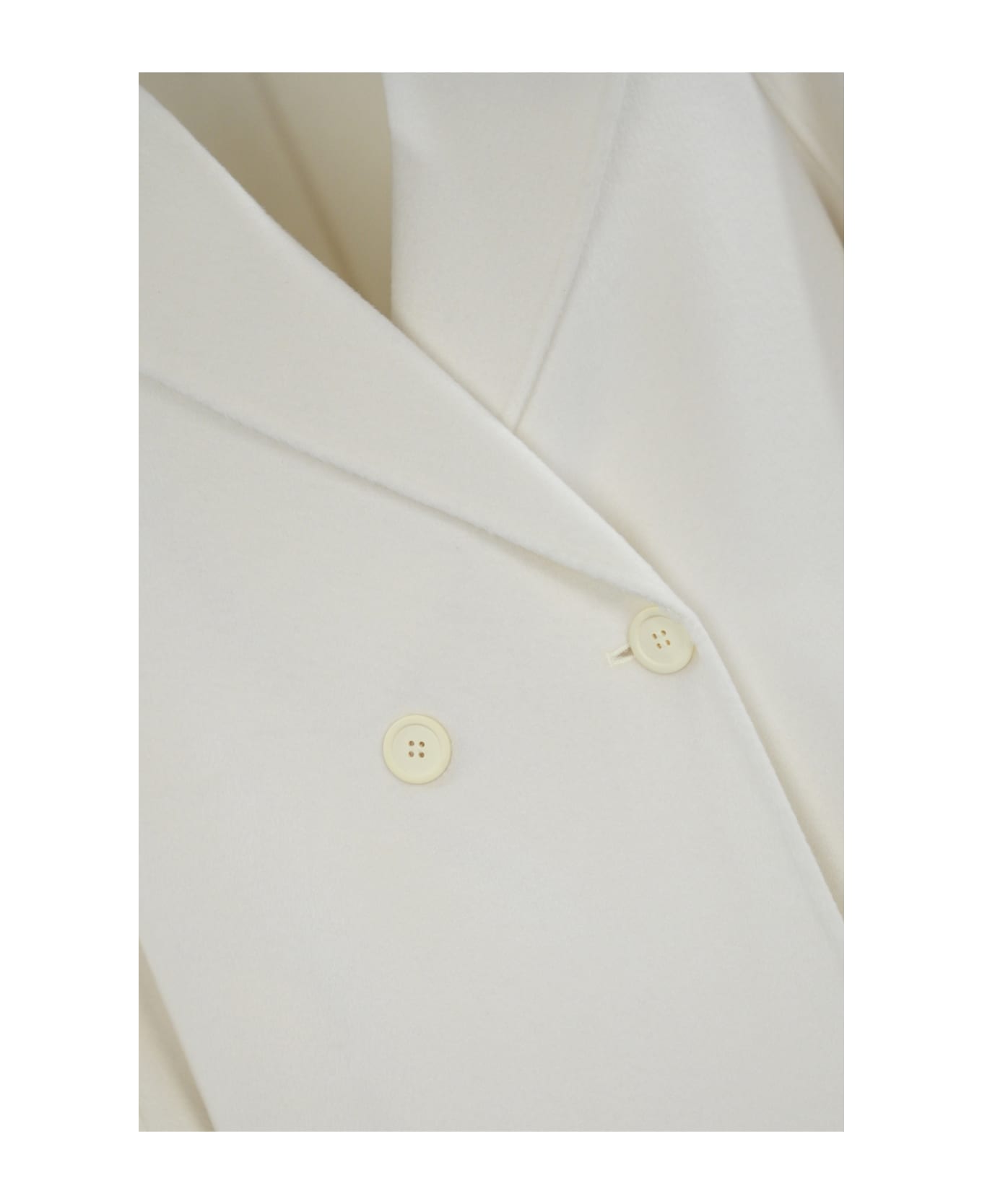 Max Mara Studio Goya Coat In Wool And Cashmere - White