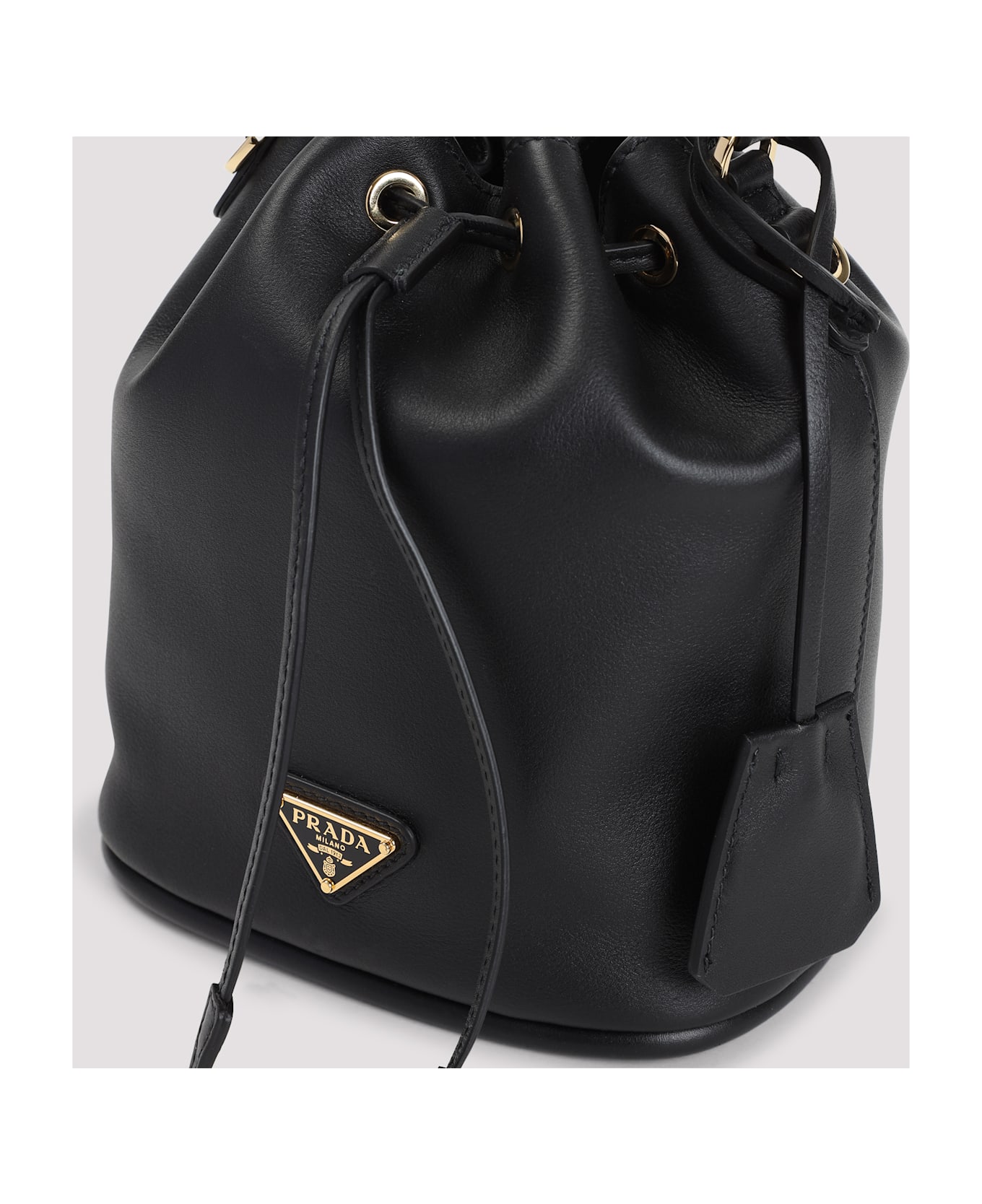 Prada Soft Grain Bucket Bag - Nero