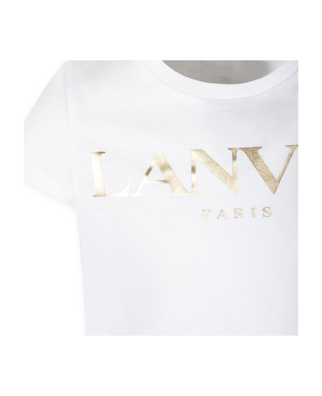 Lanvin White T-shirt For Girl With Logo - Bianco Sporco