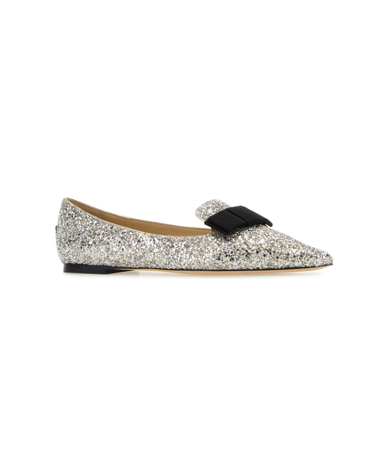 Jimmy Choo Embellished Fabric And Leather Gala Ballerinas - CHAMPAGNE
