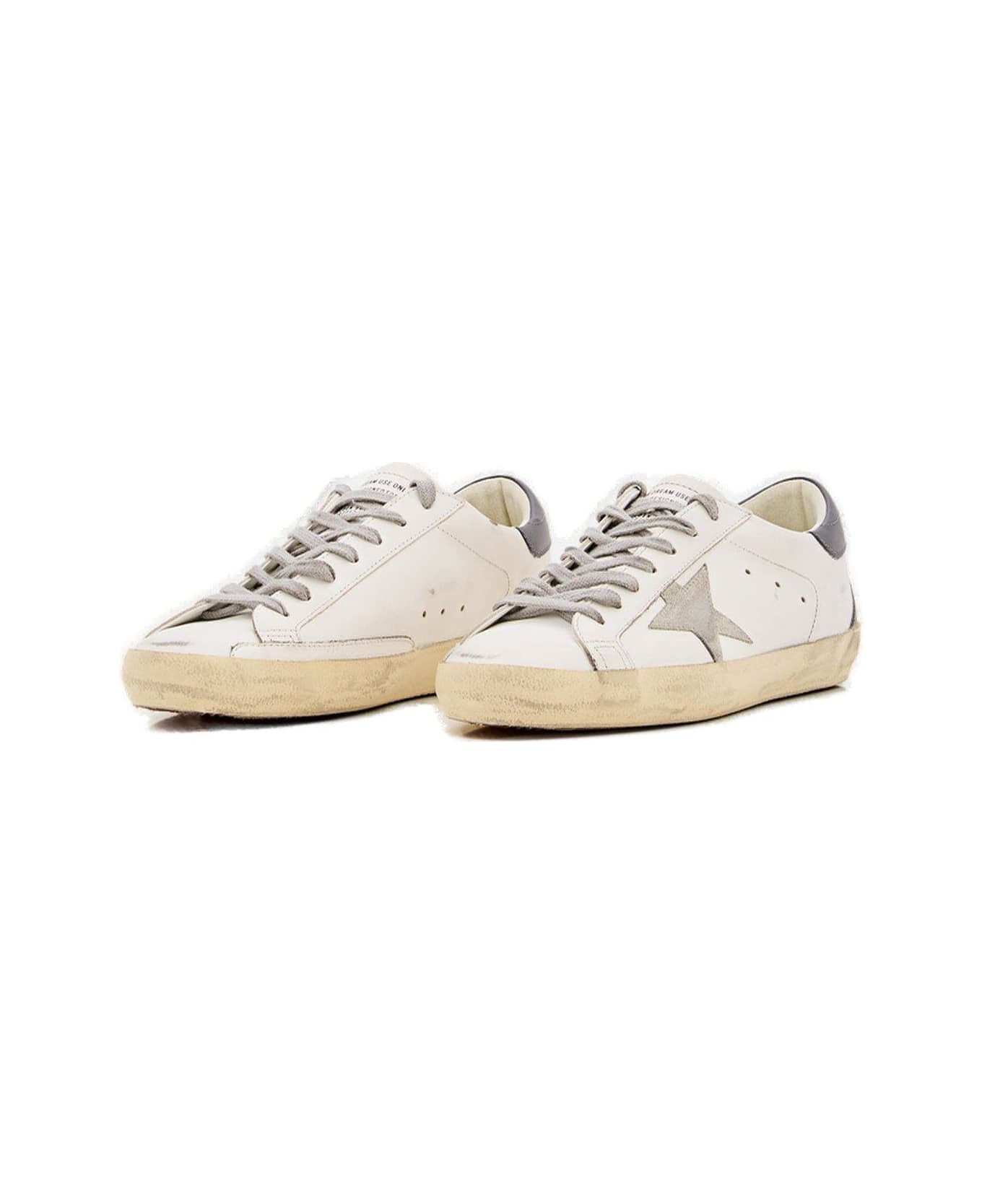 Golden Goose Super-star Distressed Low-top Sneakers - White/ice/dark Gray