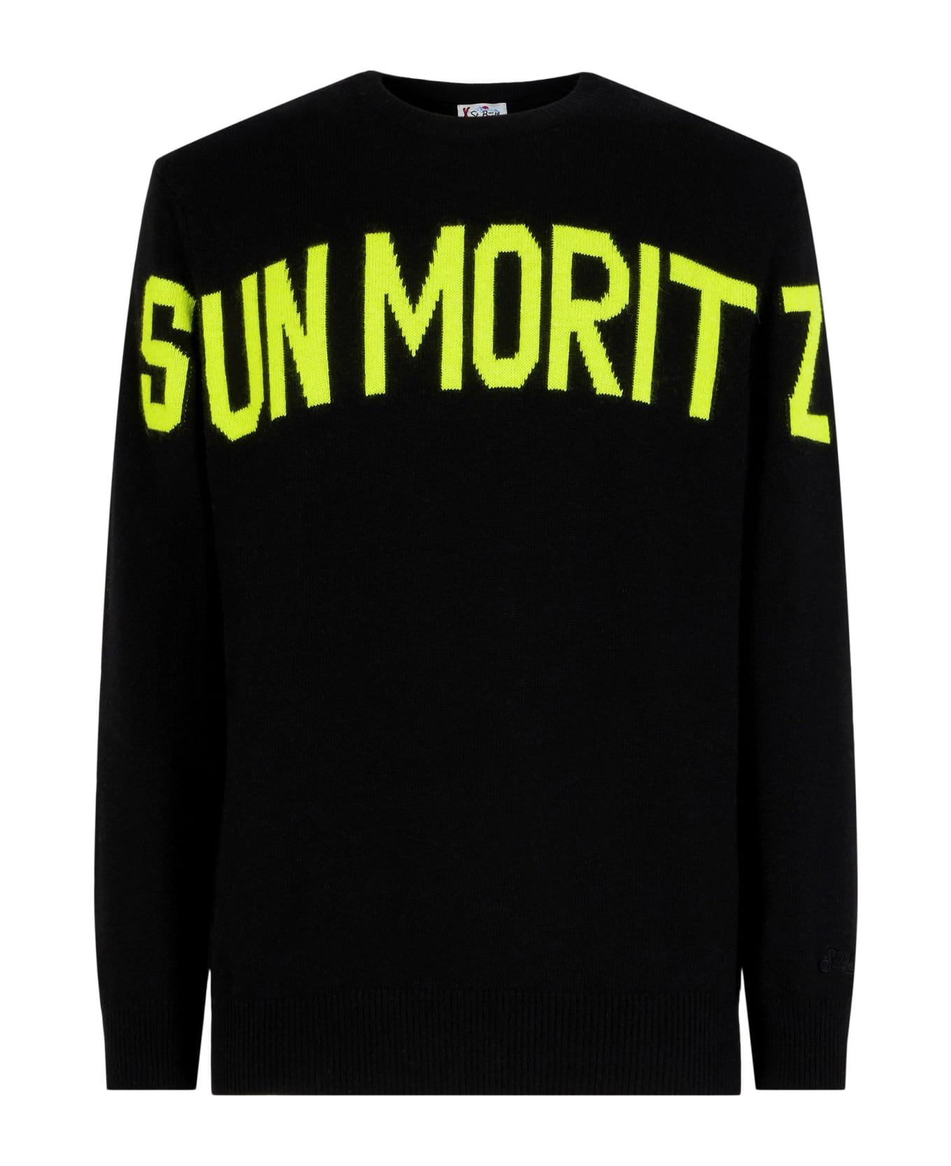 MC2 Saint Barth Man Black Sweater With Lettering - BLACK