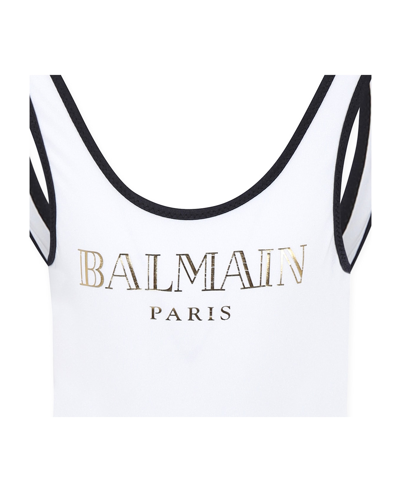 Balmain White Swimsuit For Girl With Logo - White