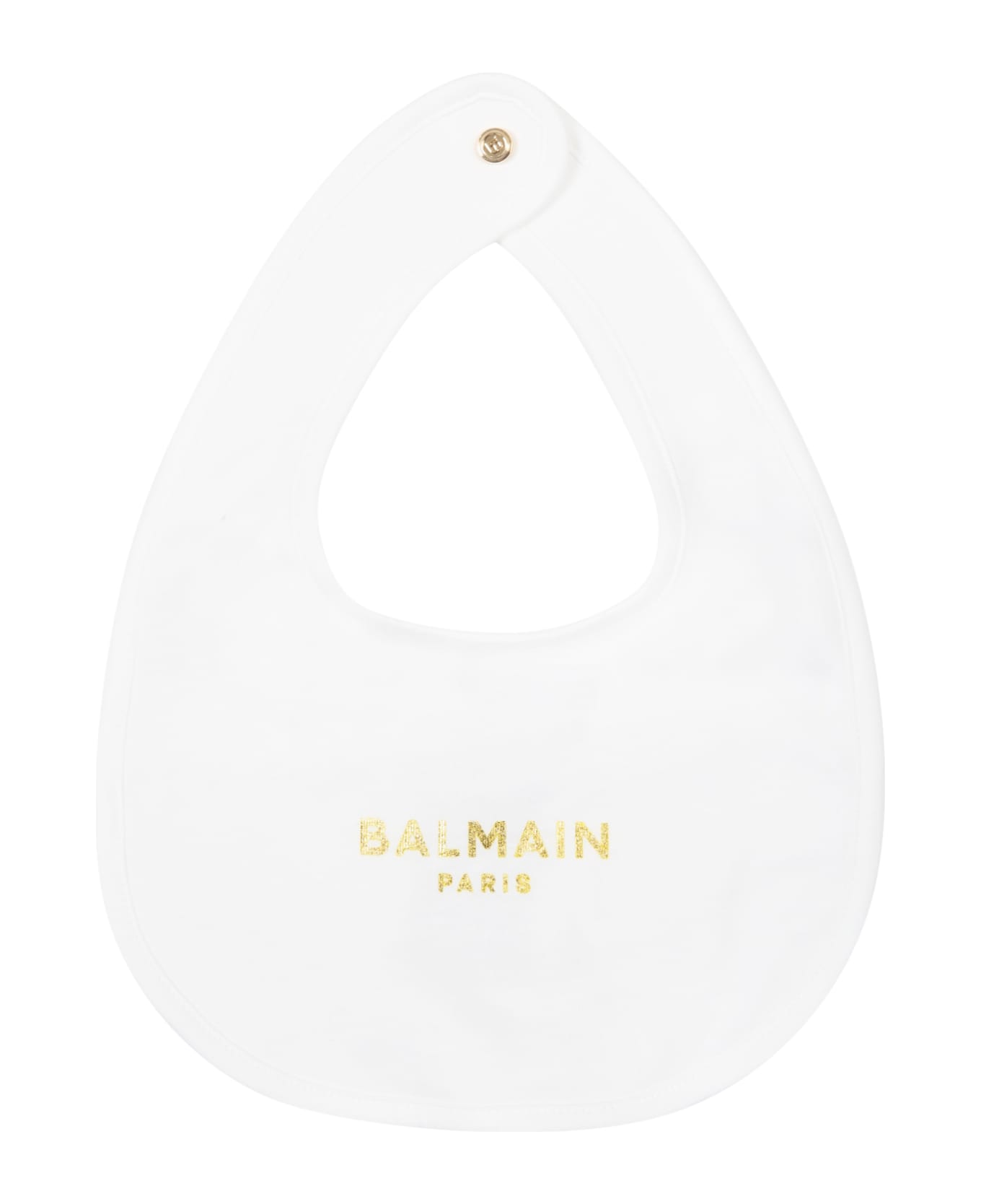 Balmain White Set For Baby Girl With Golden Logo - White ボディスーツ＆セットアップ