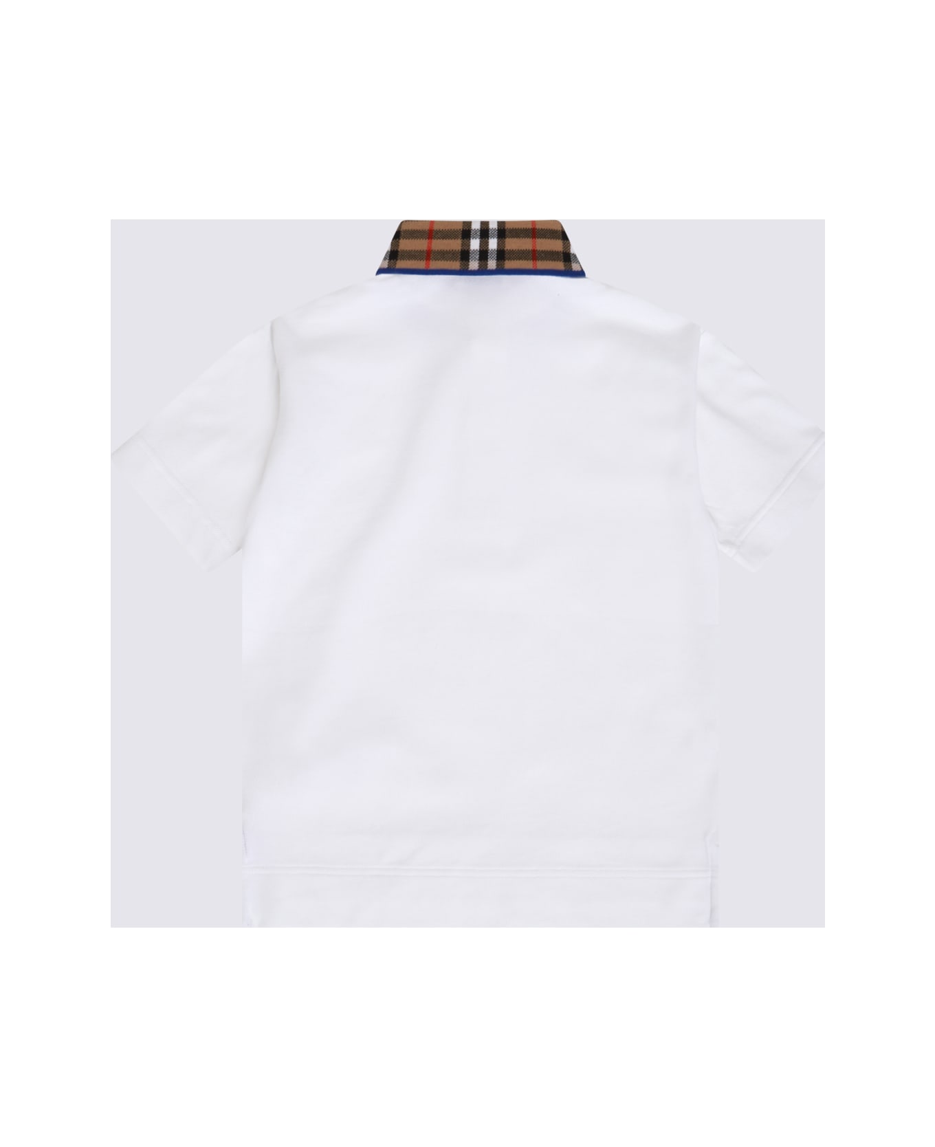 Burberry White And Archive Beige Cotton Polo Shirt - White