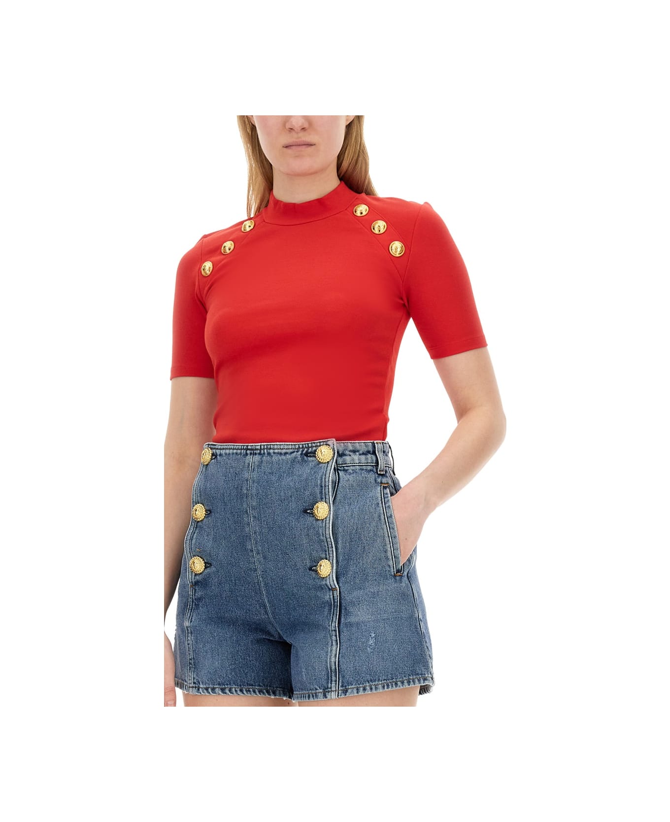 Balmain Slim Fit T-shirt - RED ニットウェア