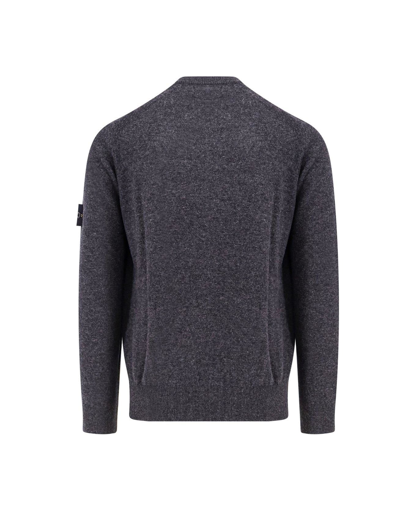 Stone Island Compass-patch Crewneck Jumper - Grey