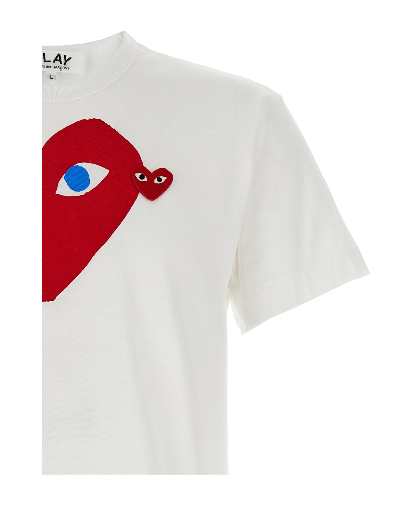 Comme des Garçons Play Printed T-shirt And Logo Patch - Red