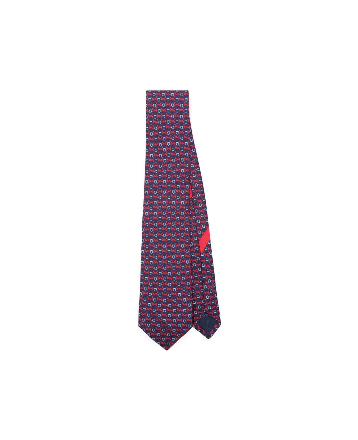 Ferragamo All-over Patterned Tie - BLUE/RED ネクタイ