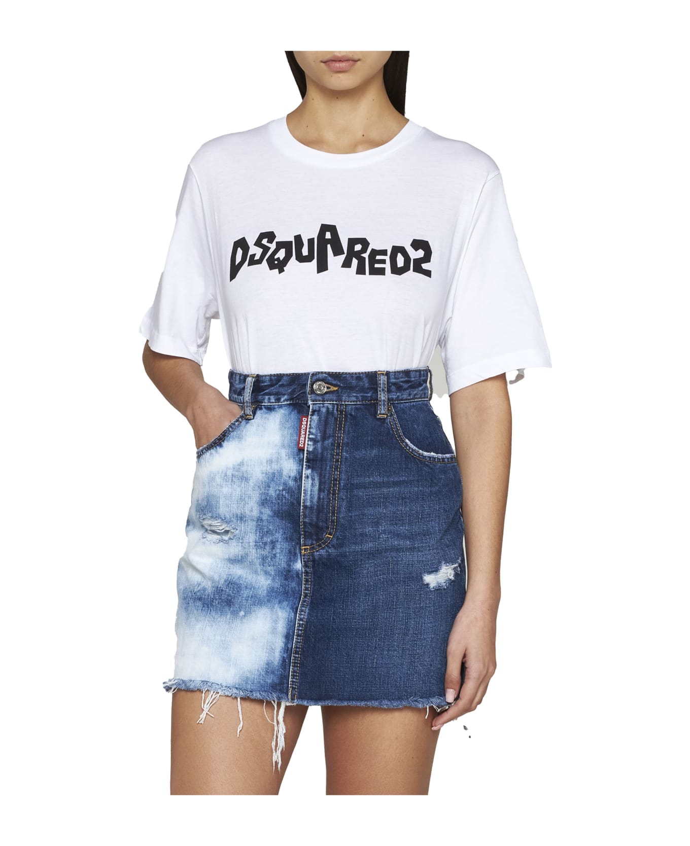 Dsquared2 White T-shirt With Contrast Logo - Bianco