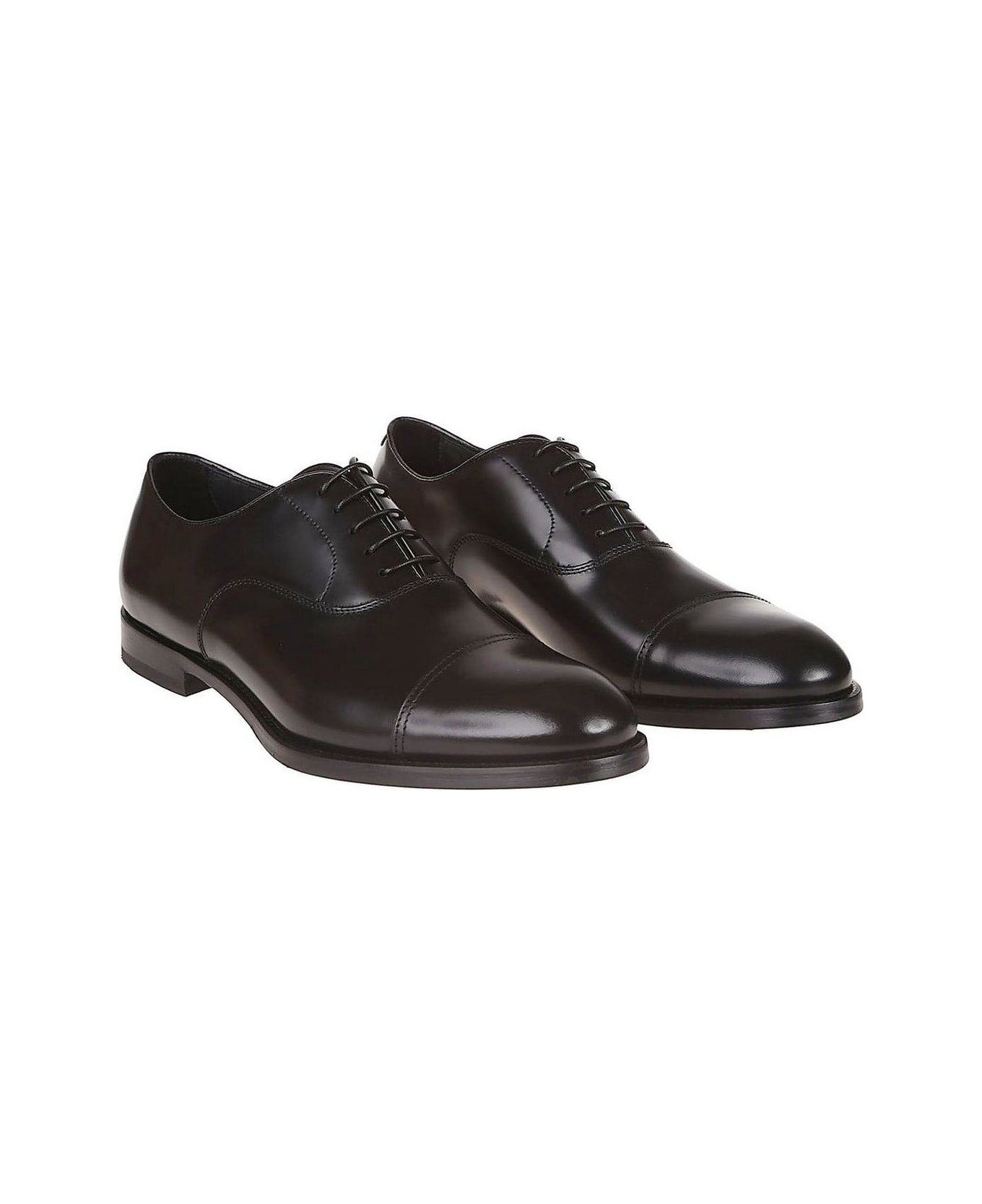 Doucal's Almond Toe Lace-up Shoes - Nero/fondo Nero