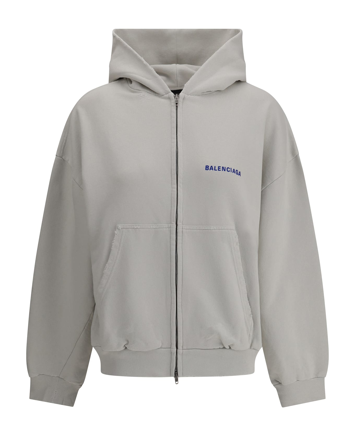 Balenciaga Logoed Hoodie - Dirty White E Sport Blue