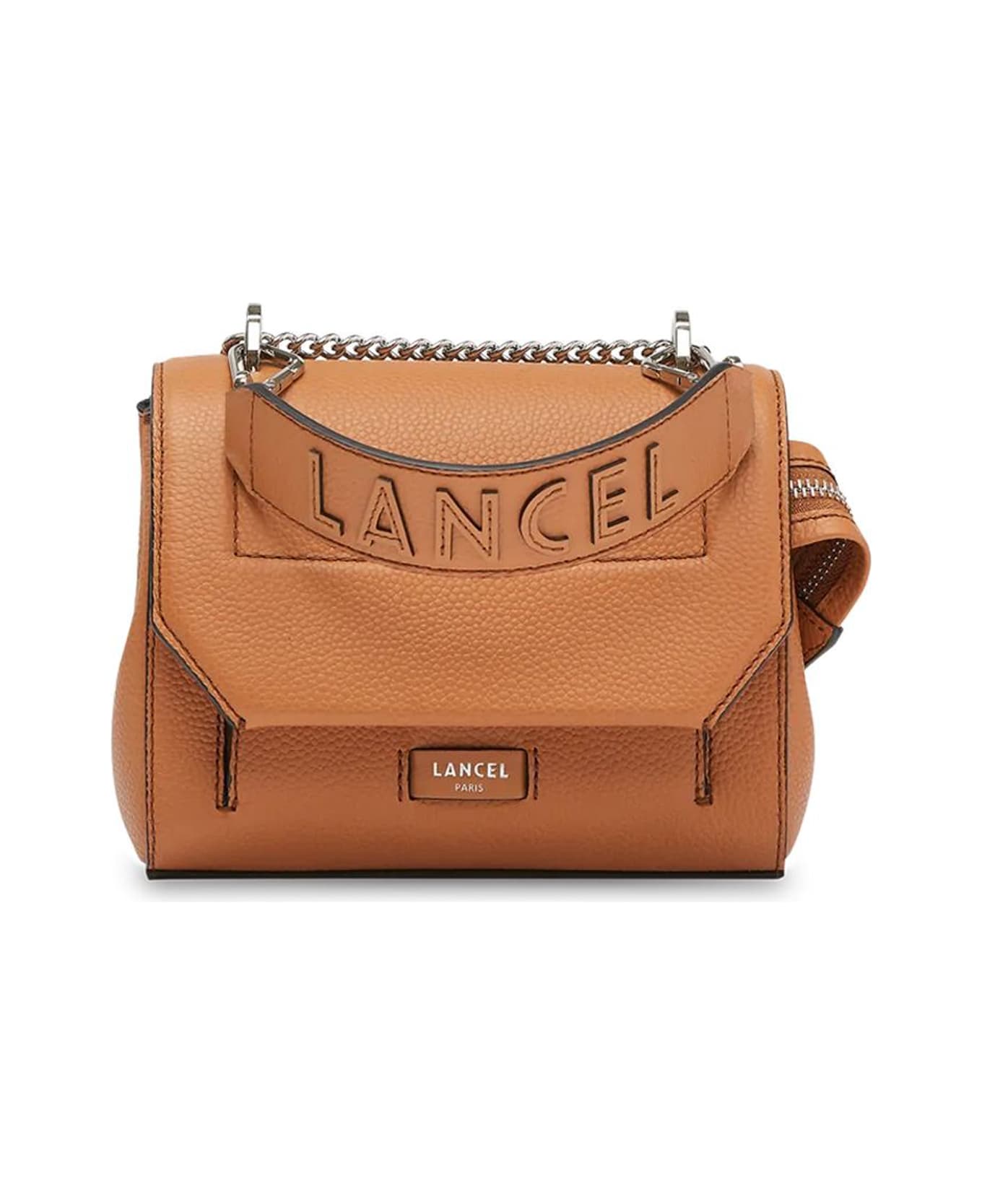 Lancel Brown Leather Shoulder Bag - Camel
