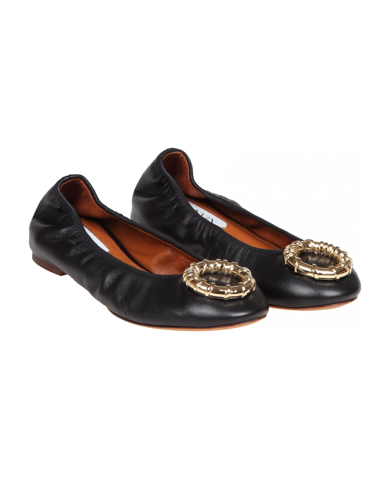 Lanvin Nappa Ballerina With Black Buckle - Black
