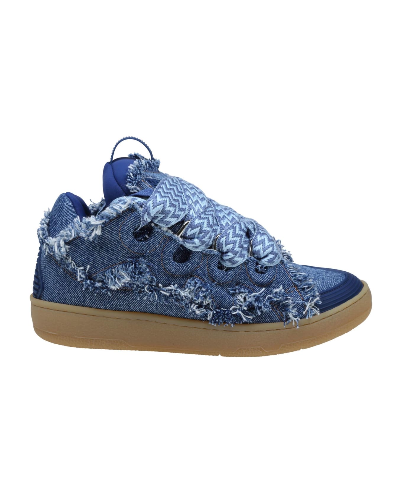 Lanvin Curb Sneakers In Blue Denim - DENIM BLUE