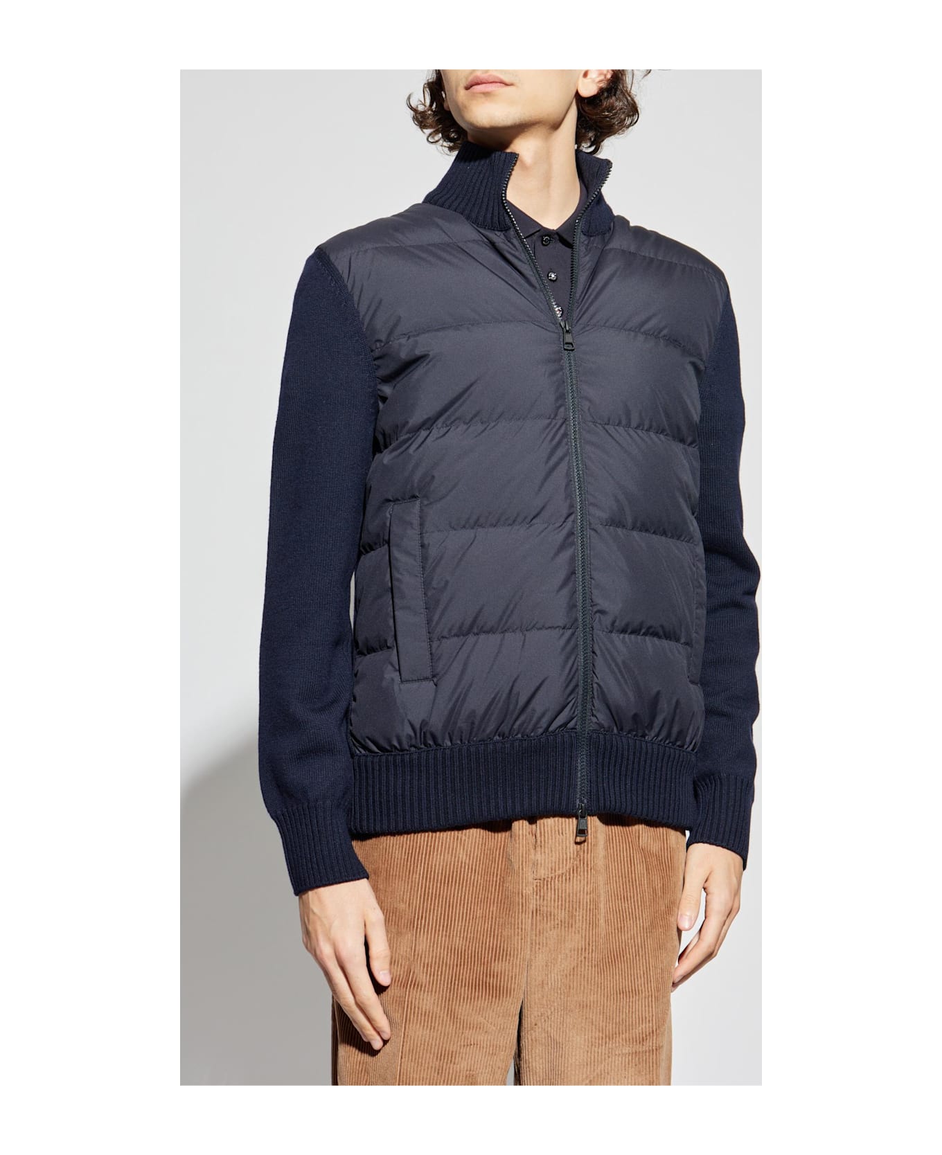 Moncler Cardigan With Down Insert - BLUE