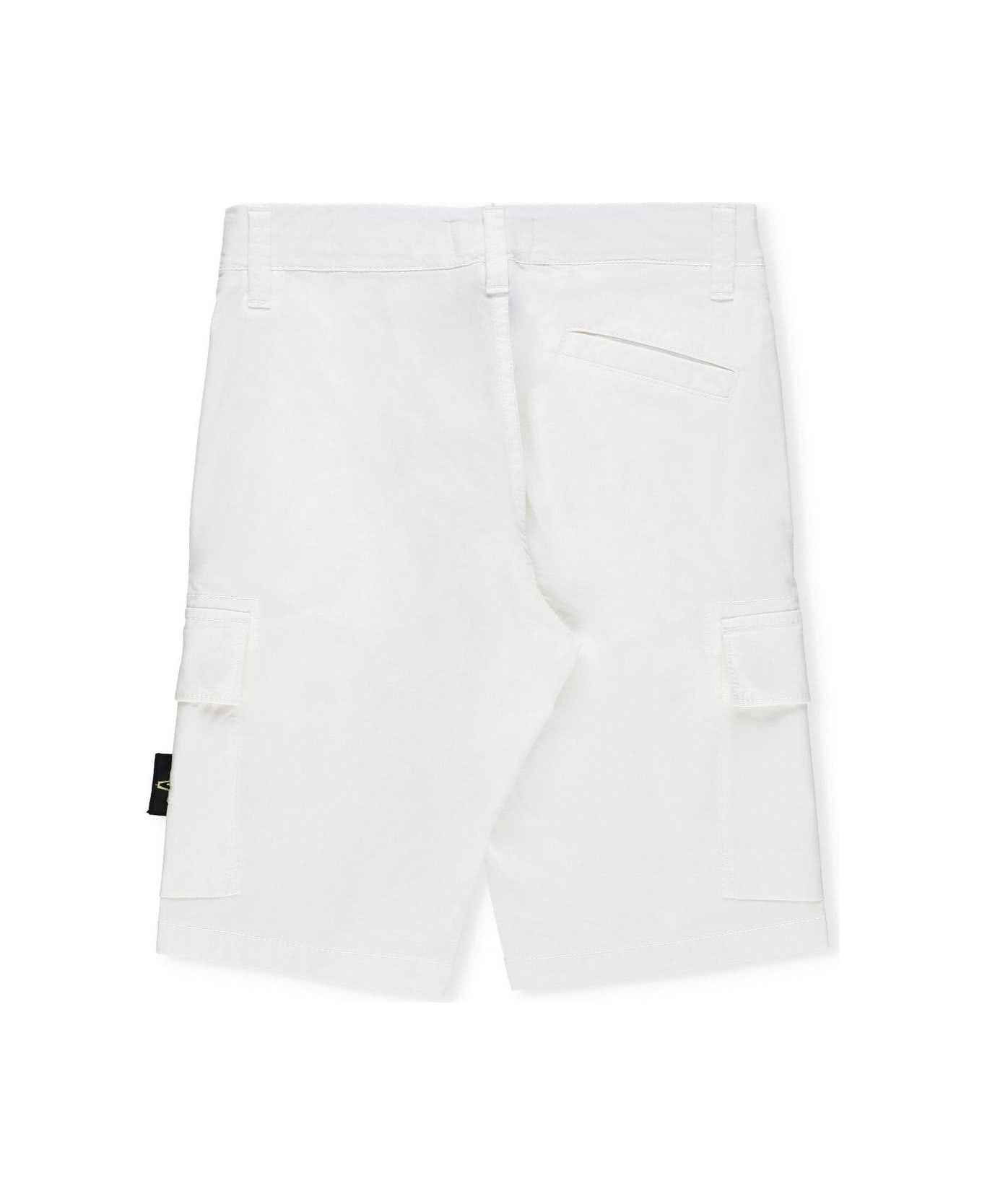 Stone Island Compass Patch Knee-length Cargo Shorts - Bianco ボトムス
