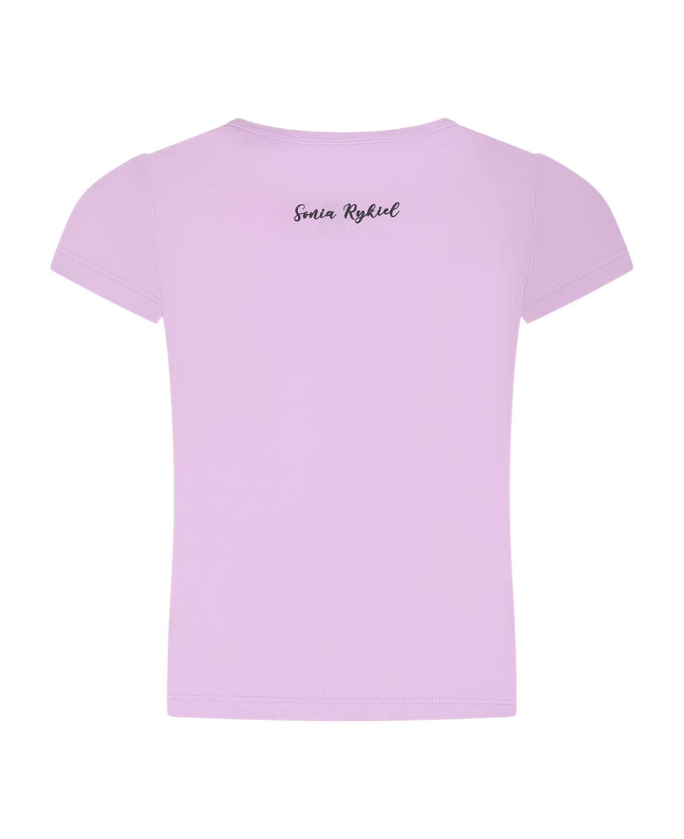 Rykiel Enfant Purple T-shirt For Girl With Print And Logo - Violet