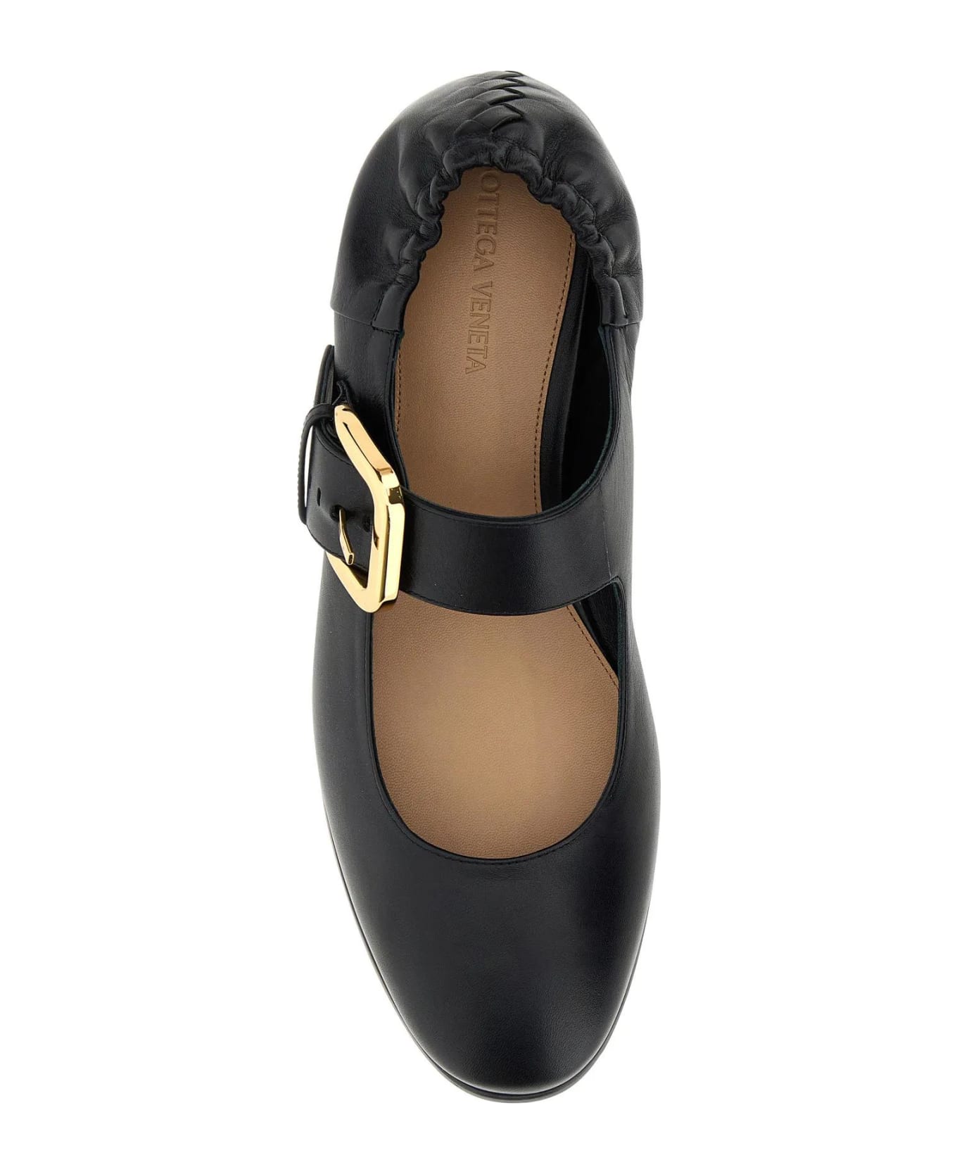 Bottega Veneta Black Leather Mary Jane Astaire Ballerinas - Black