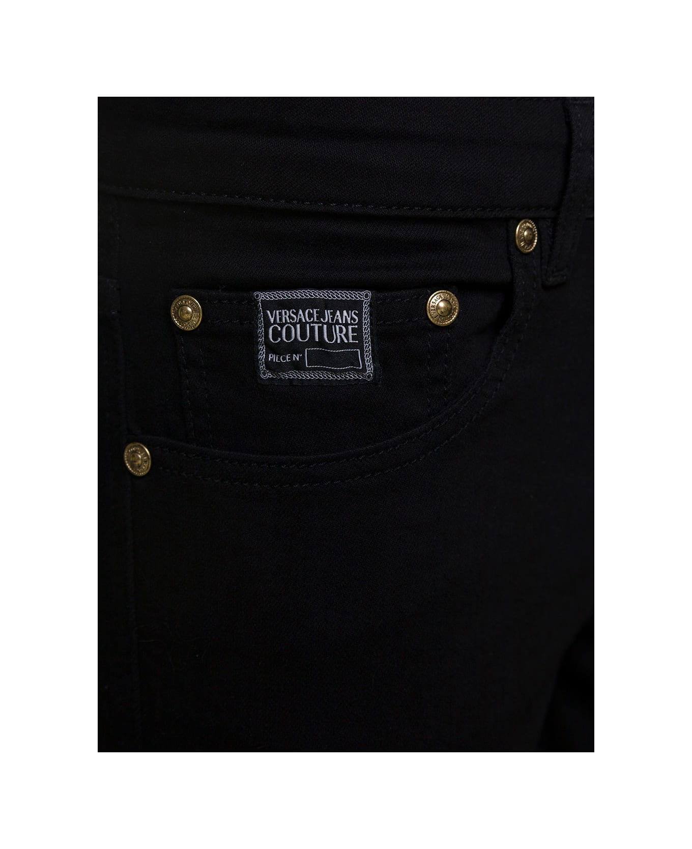 Versace Jeans Couture Skinny Jeans With Logo In Cotton Denim - BLACK BLACK