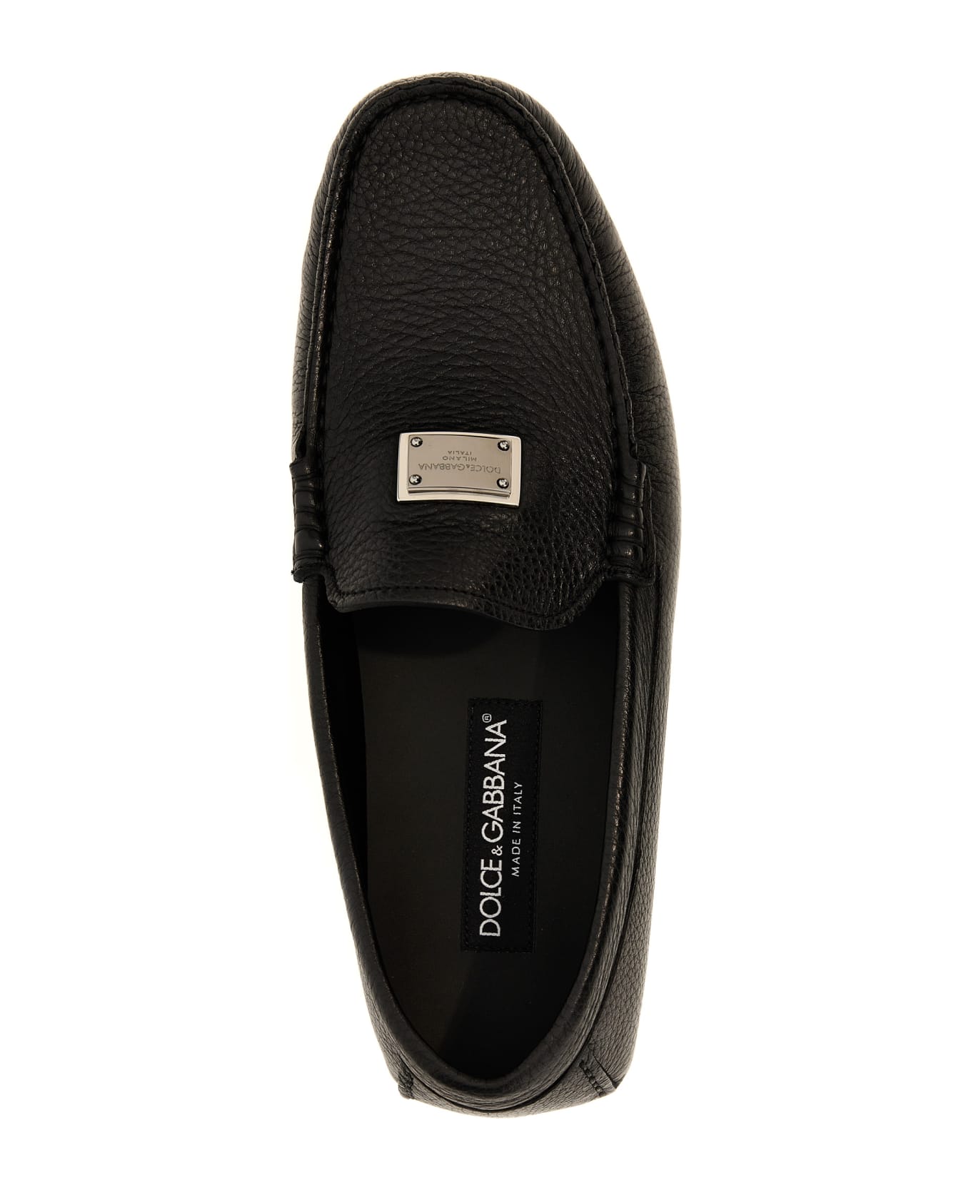 Dolce & Gabbana Logo Leather Loafers - NERO