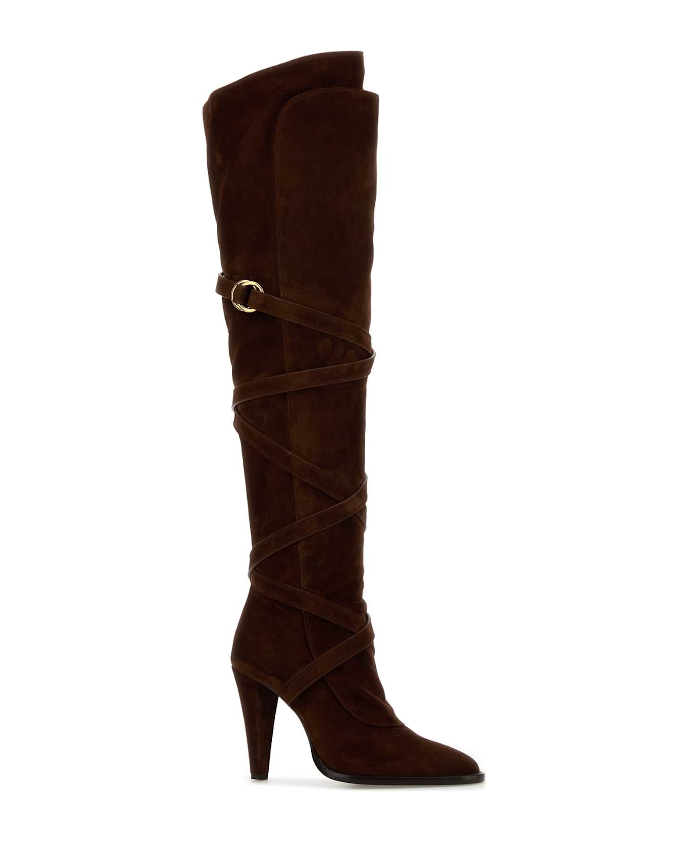 Saint Laurent Brown Suede Janis Boots - CUMINO