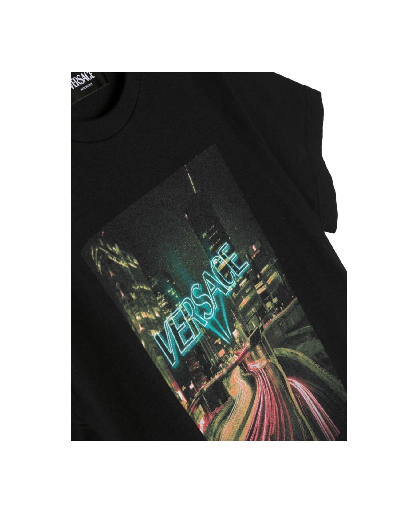 Versace Blinding Lights Print Jersey T-shirt - BLACK