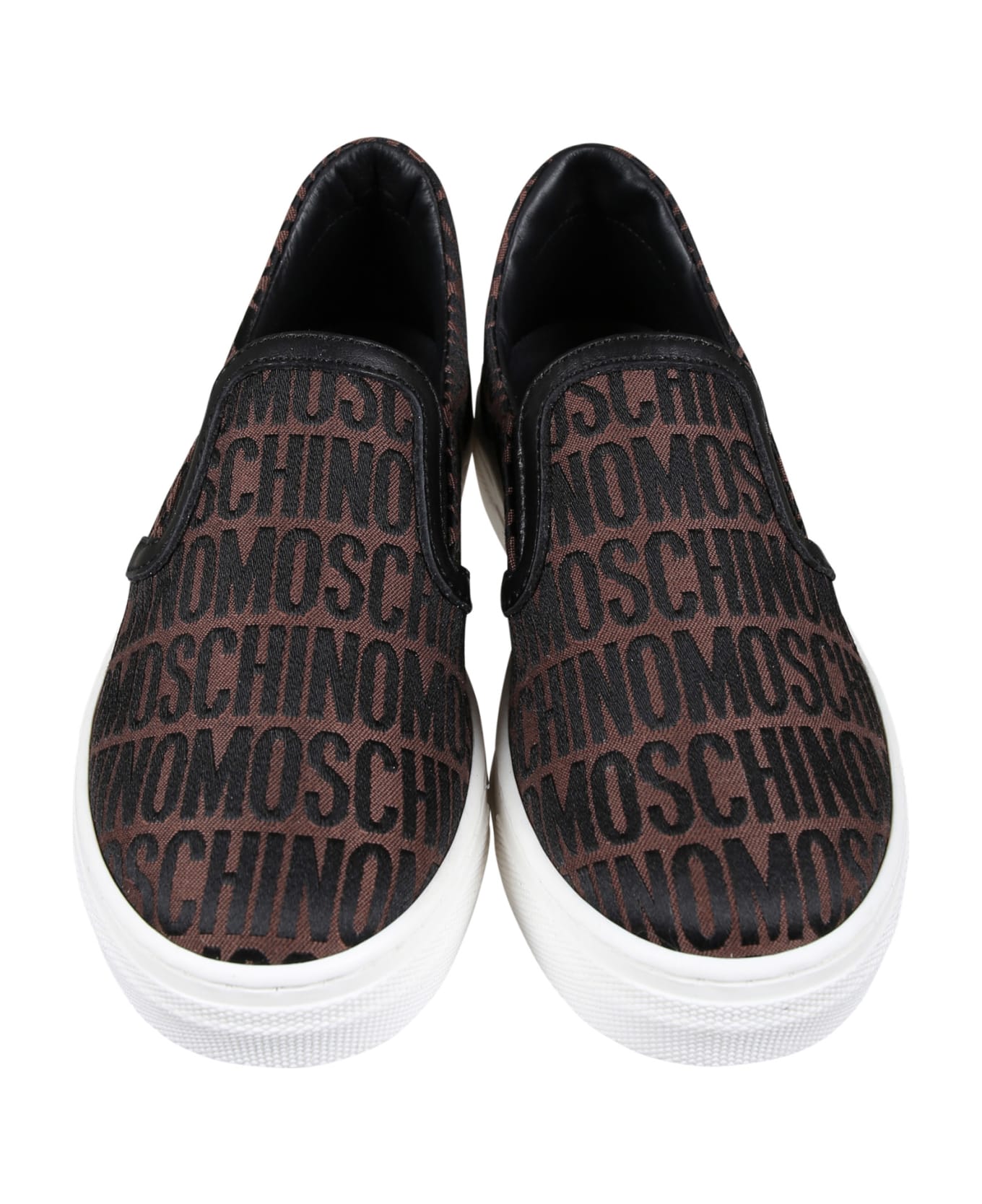 Moschino Brown Slip On For Kids With Logo - Brown