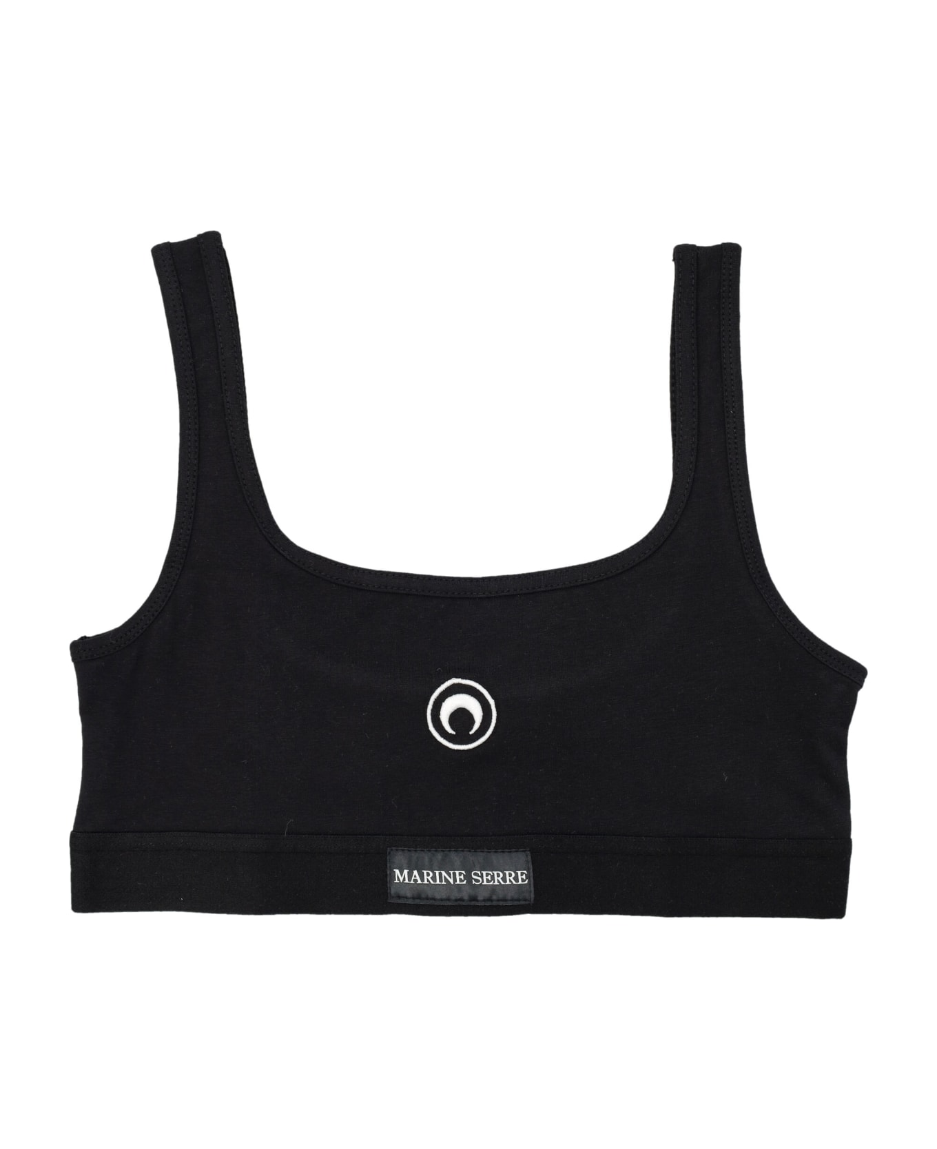Marine Serre Moon Logo Stretched Jersey Sport Bra - BLACK