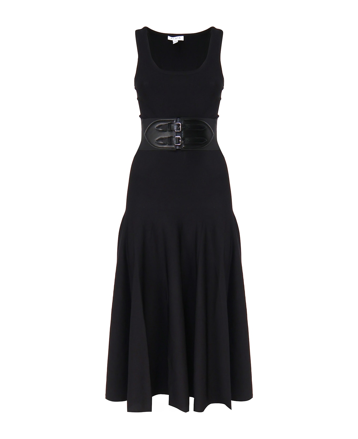 Alaia Midi Dress With Belt - Black ワンピース＆ドレス