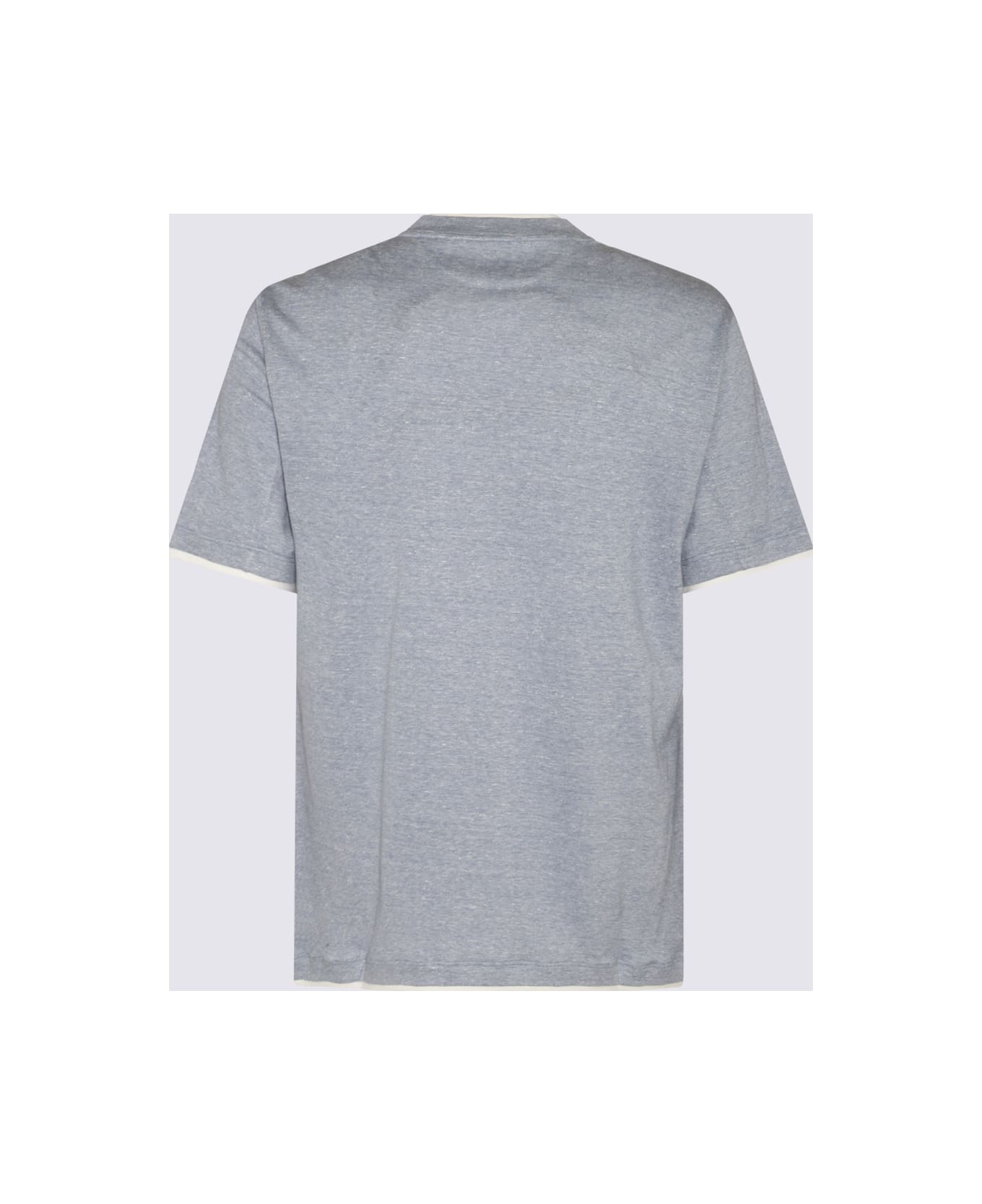 Brunello Cucinelli Grey Cotton T-shirt - Clear Blue