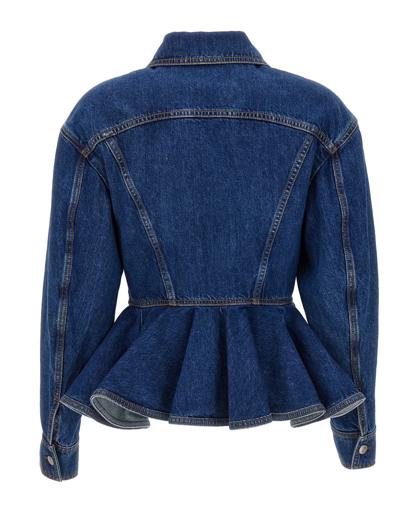 Alexander McQueen Peplum Denim Jacket - Blu