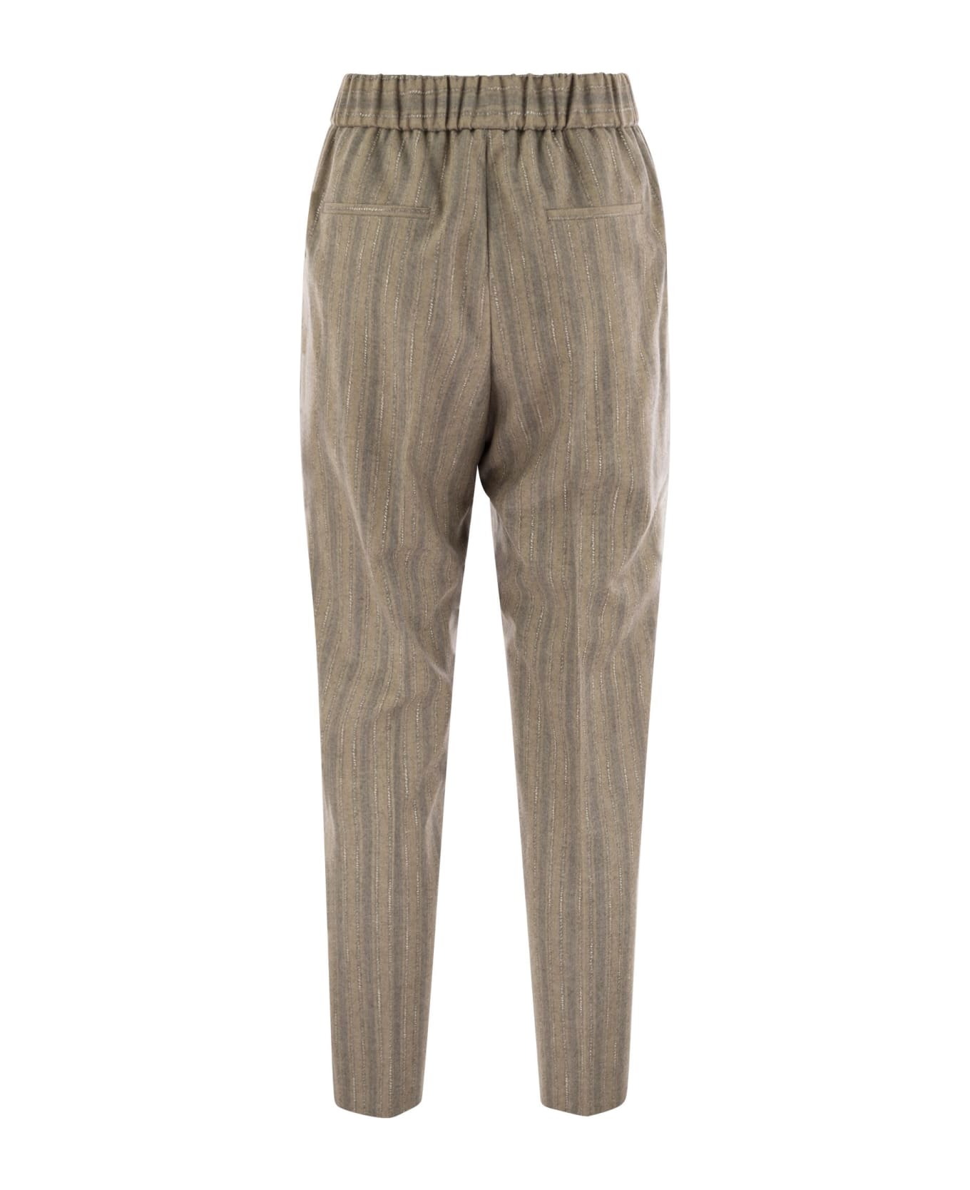 Peserico Striped Wool-blend Trousers - Beige