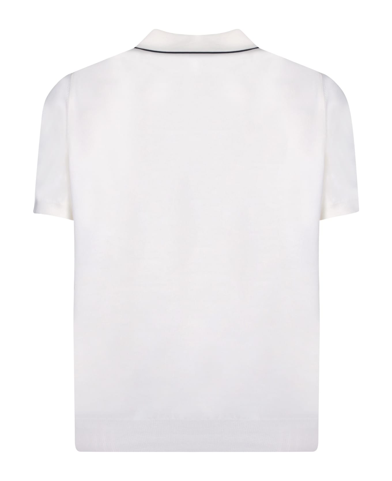 Canali Edges Blue/white Polo Shirt - White